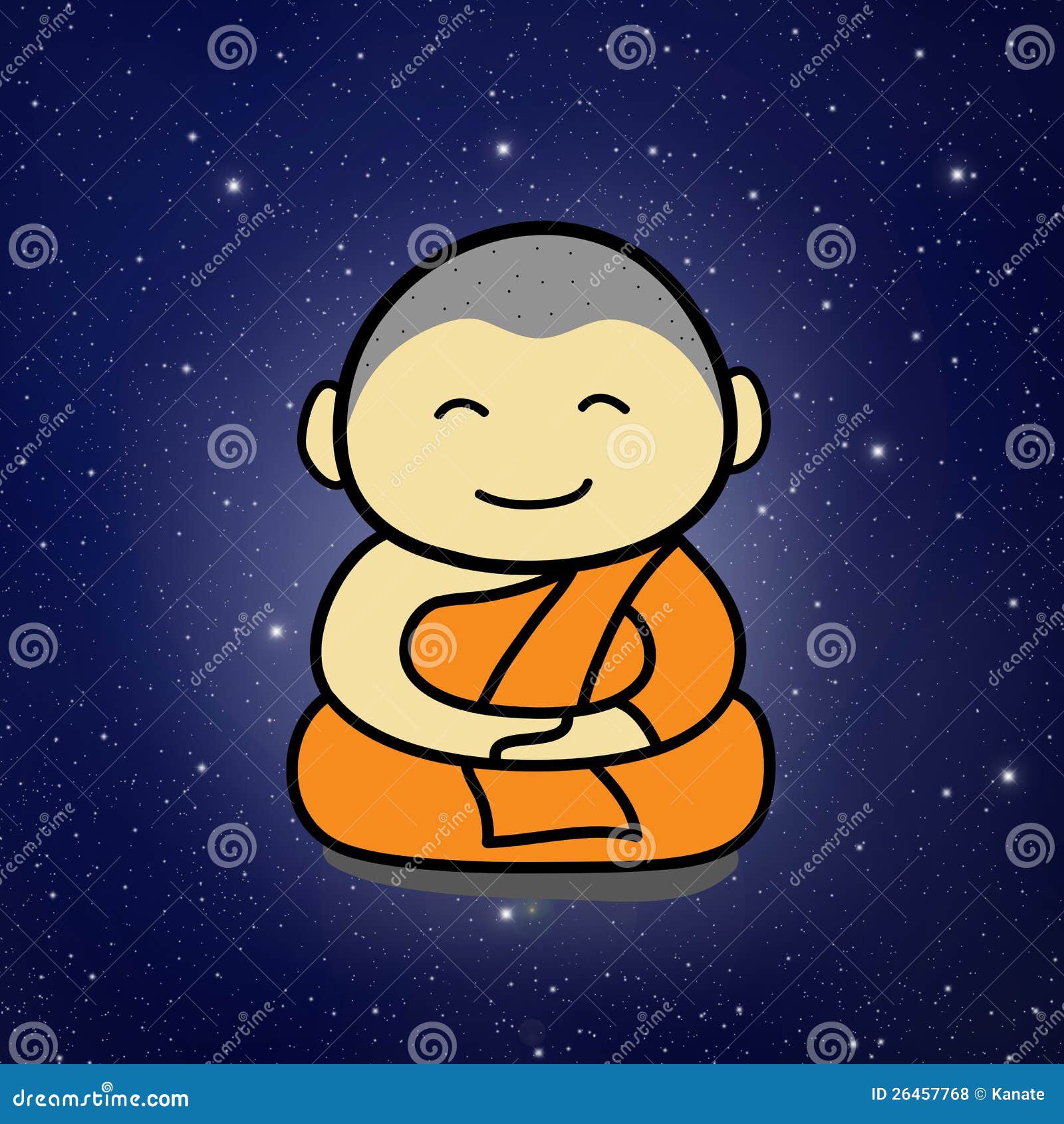 Buddhist Monk cartoon stock illustration. Illustration of circle - 26457768