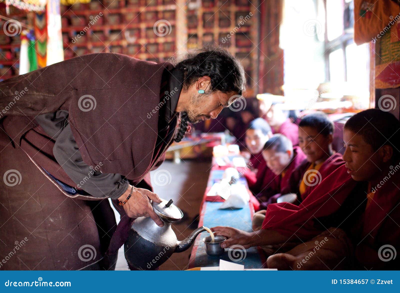 Buddhist Monks Drinking Tibetan Tea Editorial Photography Image of