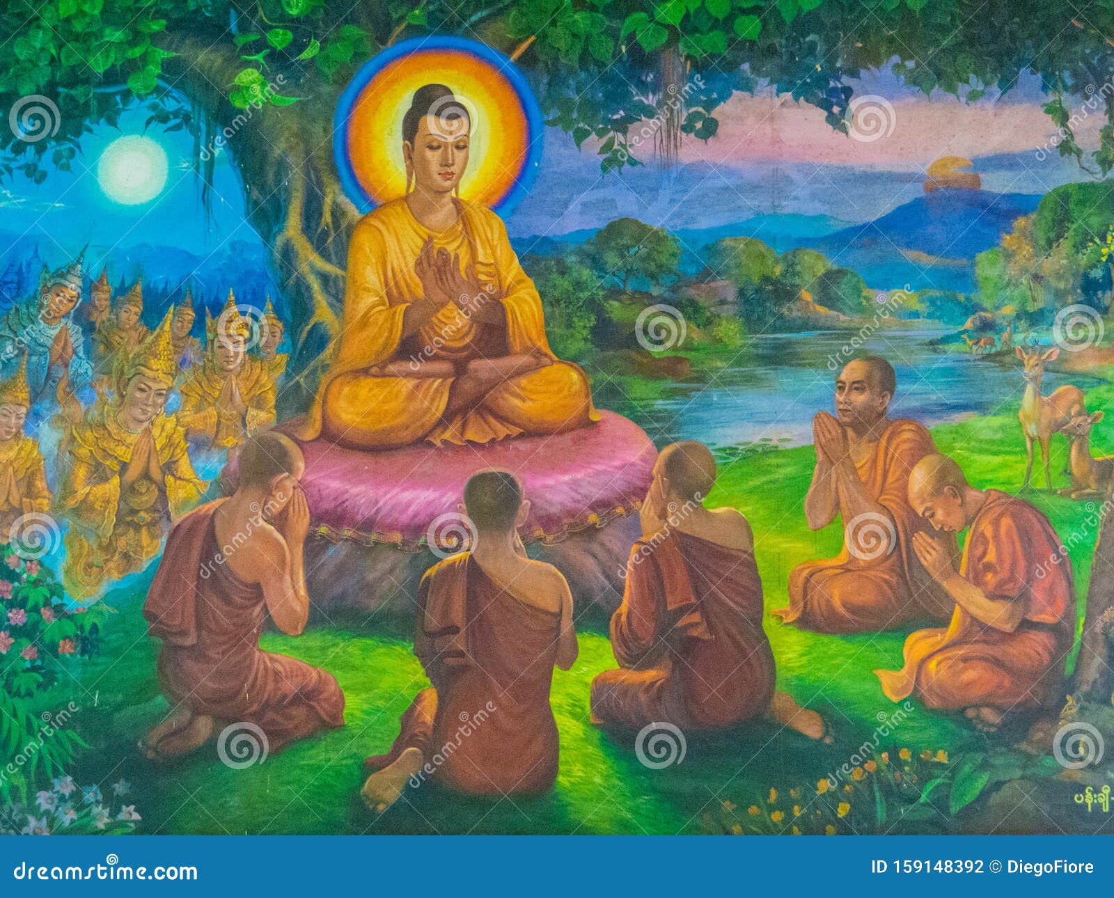 Проповедь будды. Будда живопись Тхеравада. Будда Шакьямуни. Будда Шакьямуни с учениками. Будда Шакьямуни фото.