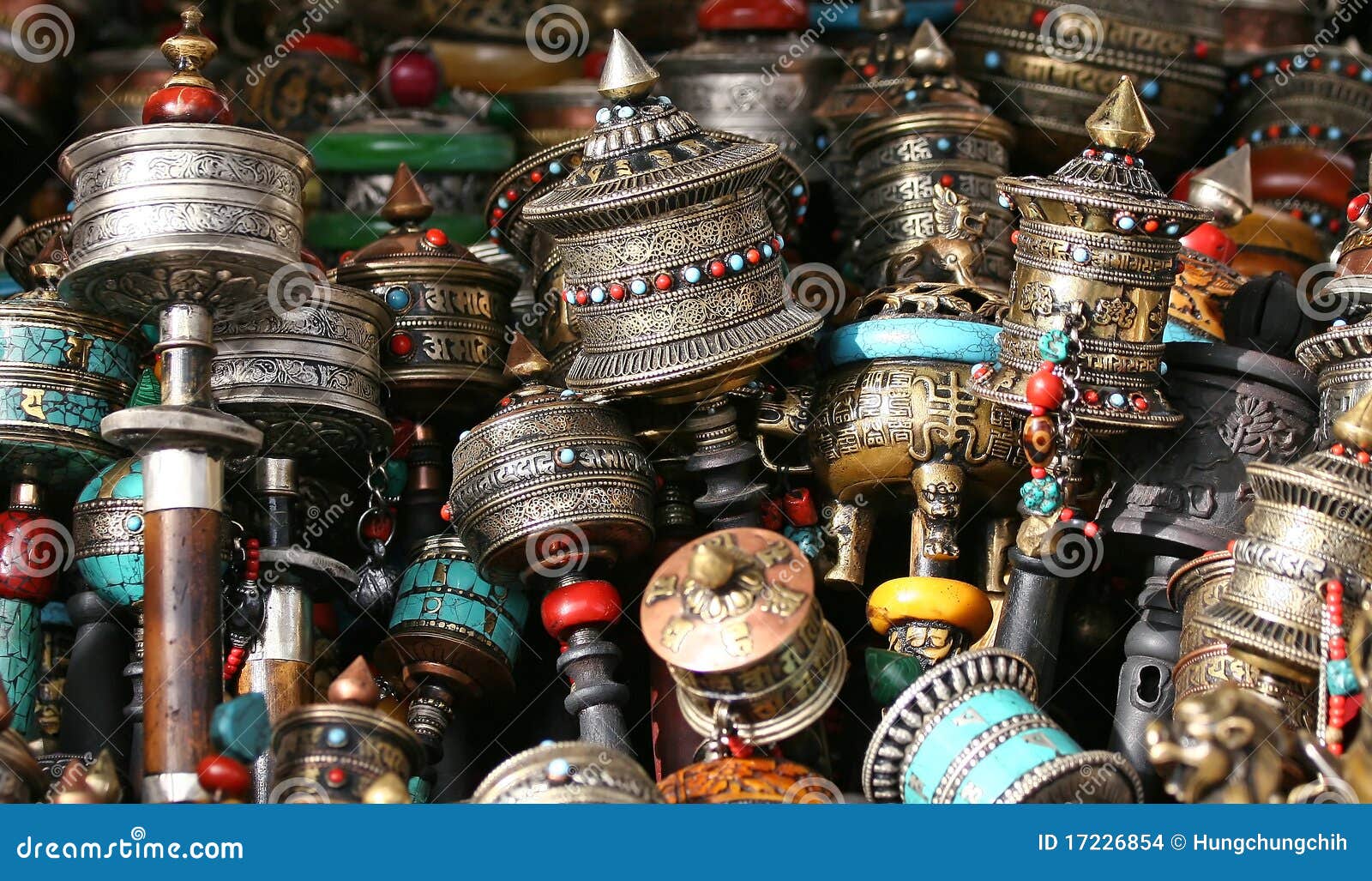 Buddhist prayer wheels stock photo. Image of copper, meditation 17226854