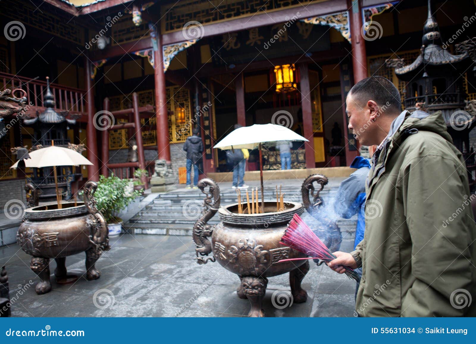 Buddhist Prayers Burning Incense Editorial Stock Image Image of burns