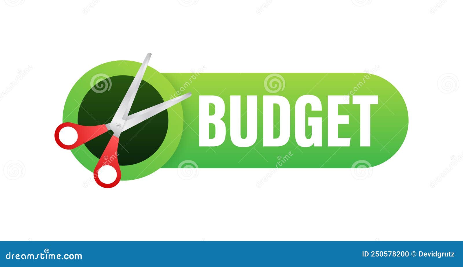 Budget Cut in Flat Style on White Background. Vector Illustration