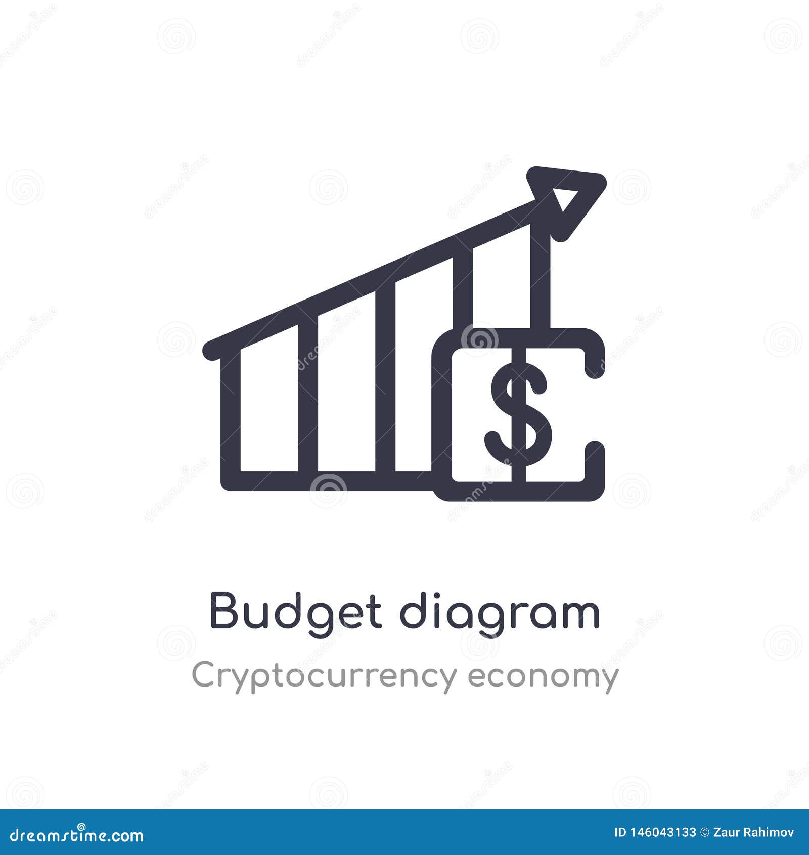 budget diagram outline icon. isolated line vector illustration from cryptocurrency economy collection. editable thin stroke budget diagram icon on white background