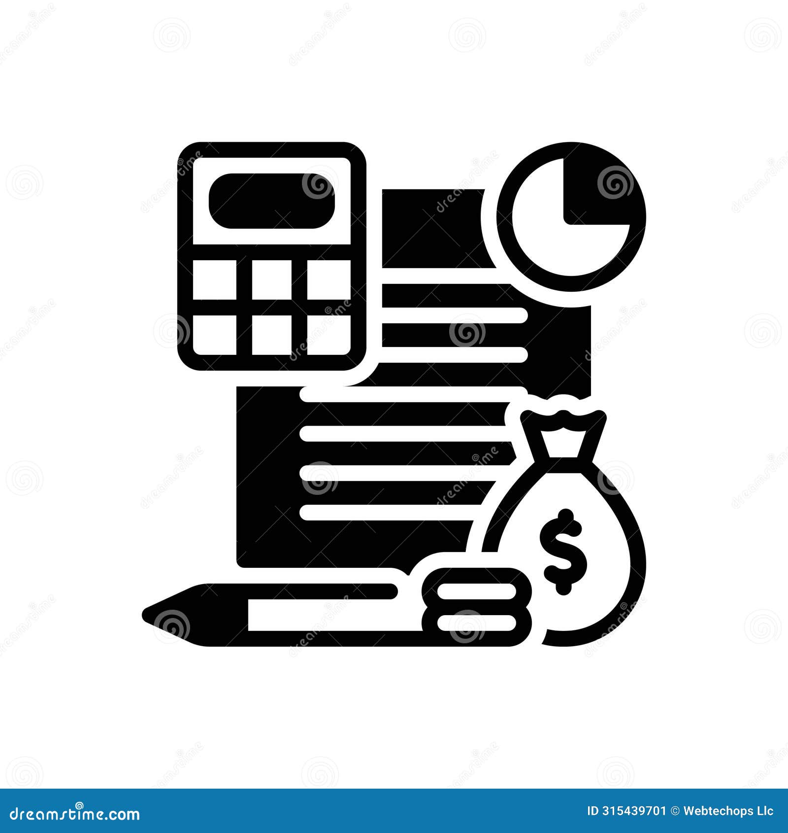 black solid icon for budget, money and financial