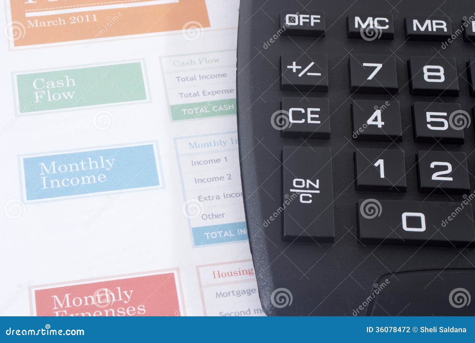 budget planner with black calculator stock photo image of chart
