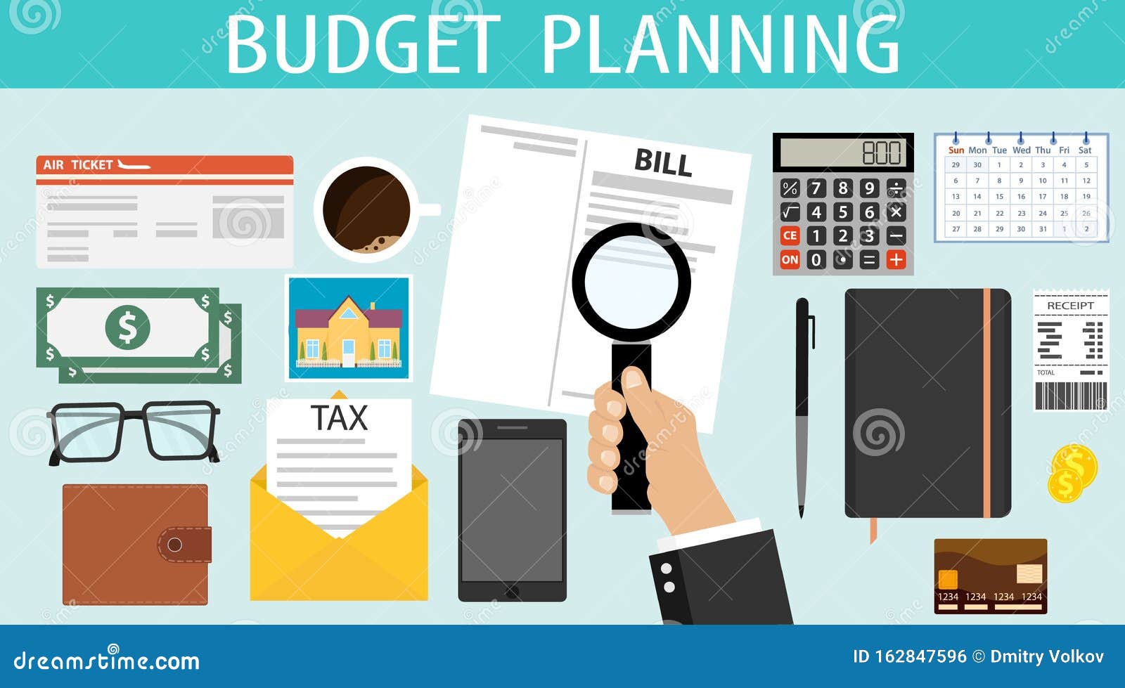 Бюджет вектор. Четкий бюджет вектор. Budget planning