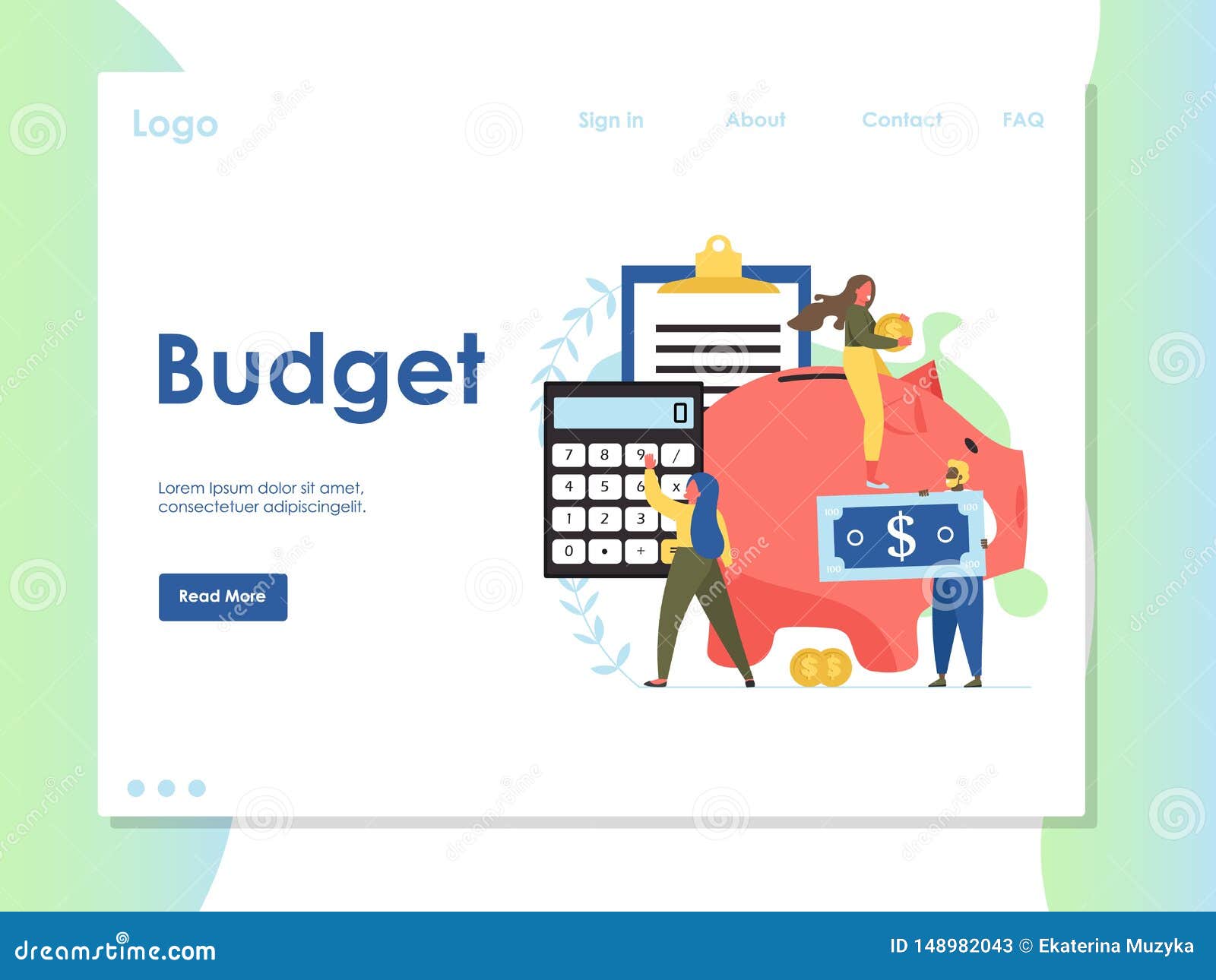 Budget Vector Website Landing Page Design Template Stock Vector