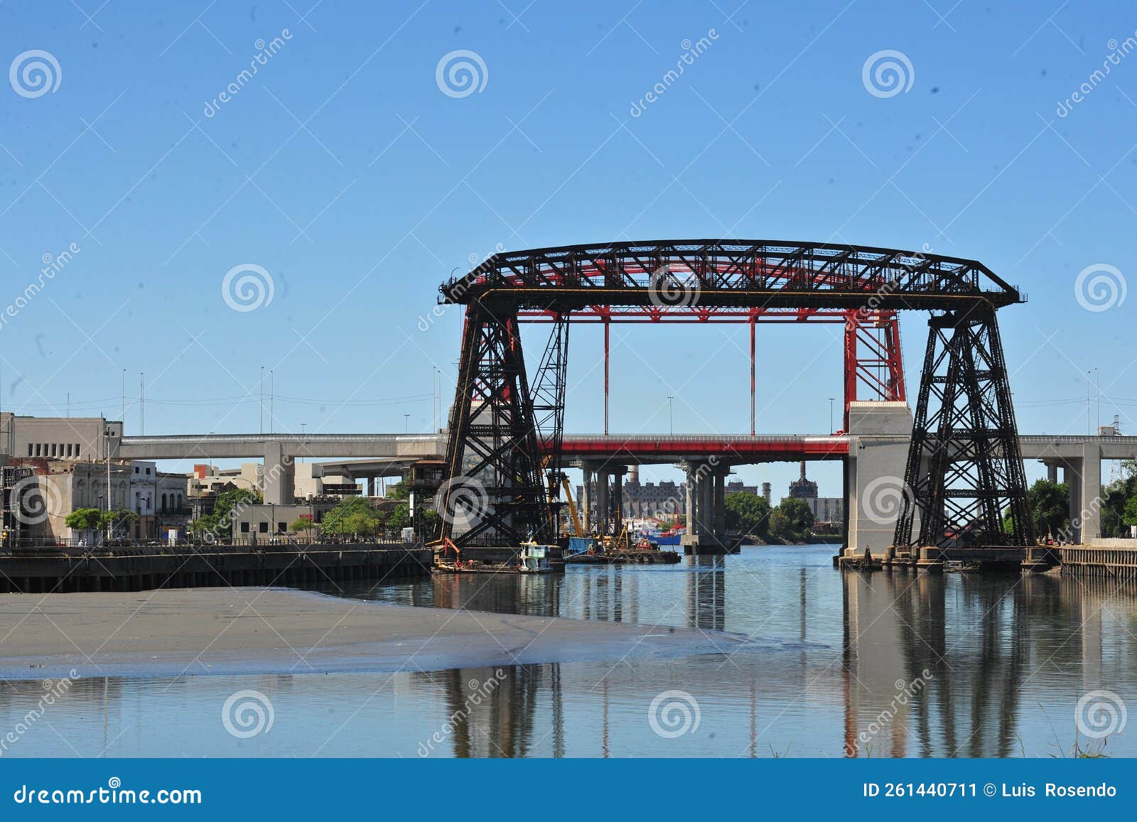 buenos aires argentina -old nicolas avellaneda steel bridge across riachuelo in la boca, buenos aires argentina
