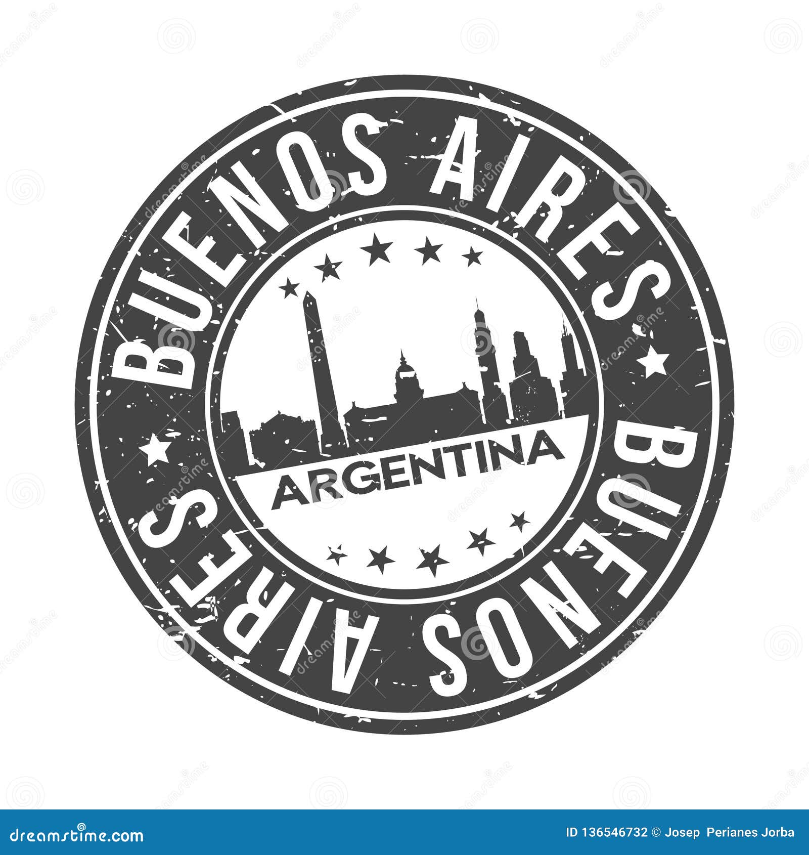 buenos aires argentina round button city skyline  stamp  travel tourism