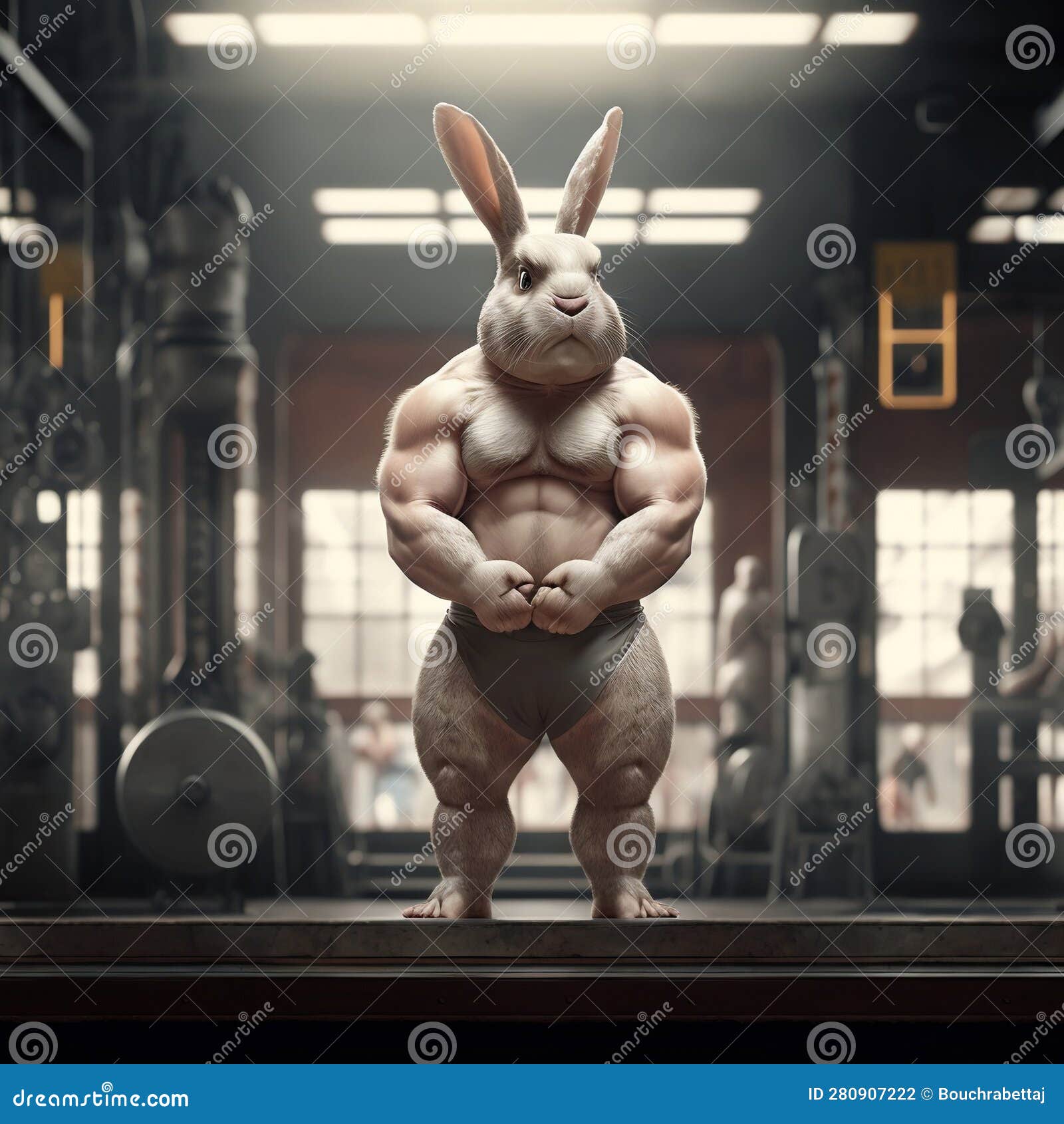 A buff Rabbit at the Gym stock illustration. Illustration of power