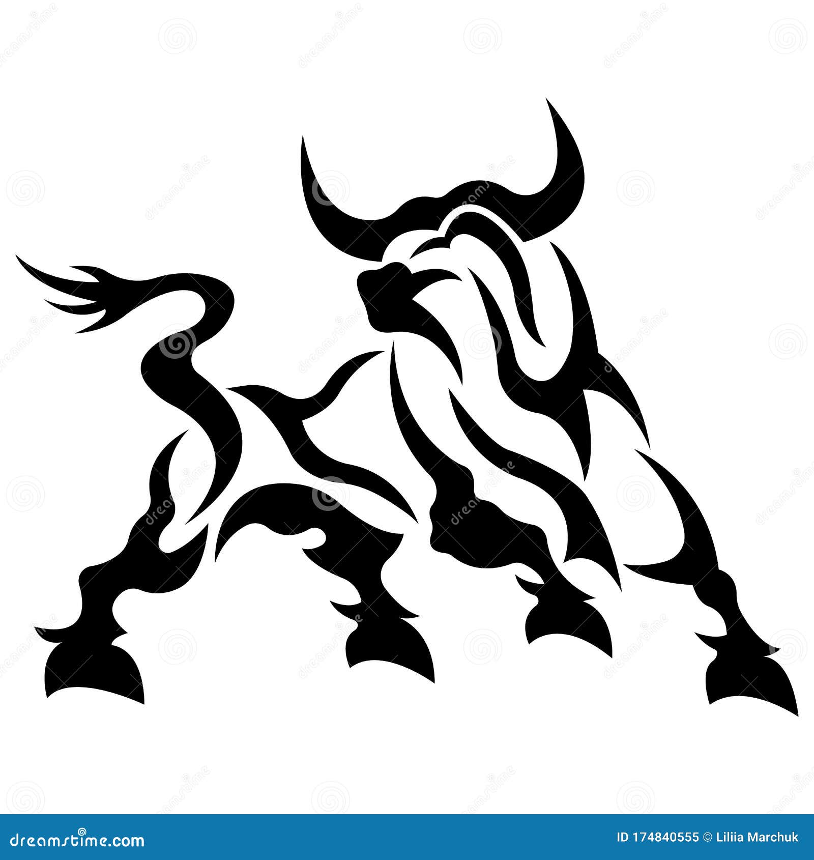 The Buffalo is a Black Silhouette Drawn in Various Curvy Lines in a Flat  Style. Bull Tattoo, Logo, Apparel Design Emblem Stock Vector - Illustration  of danger, drawing: 174840555