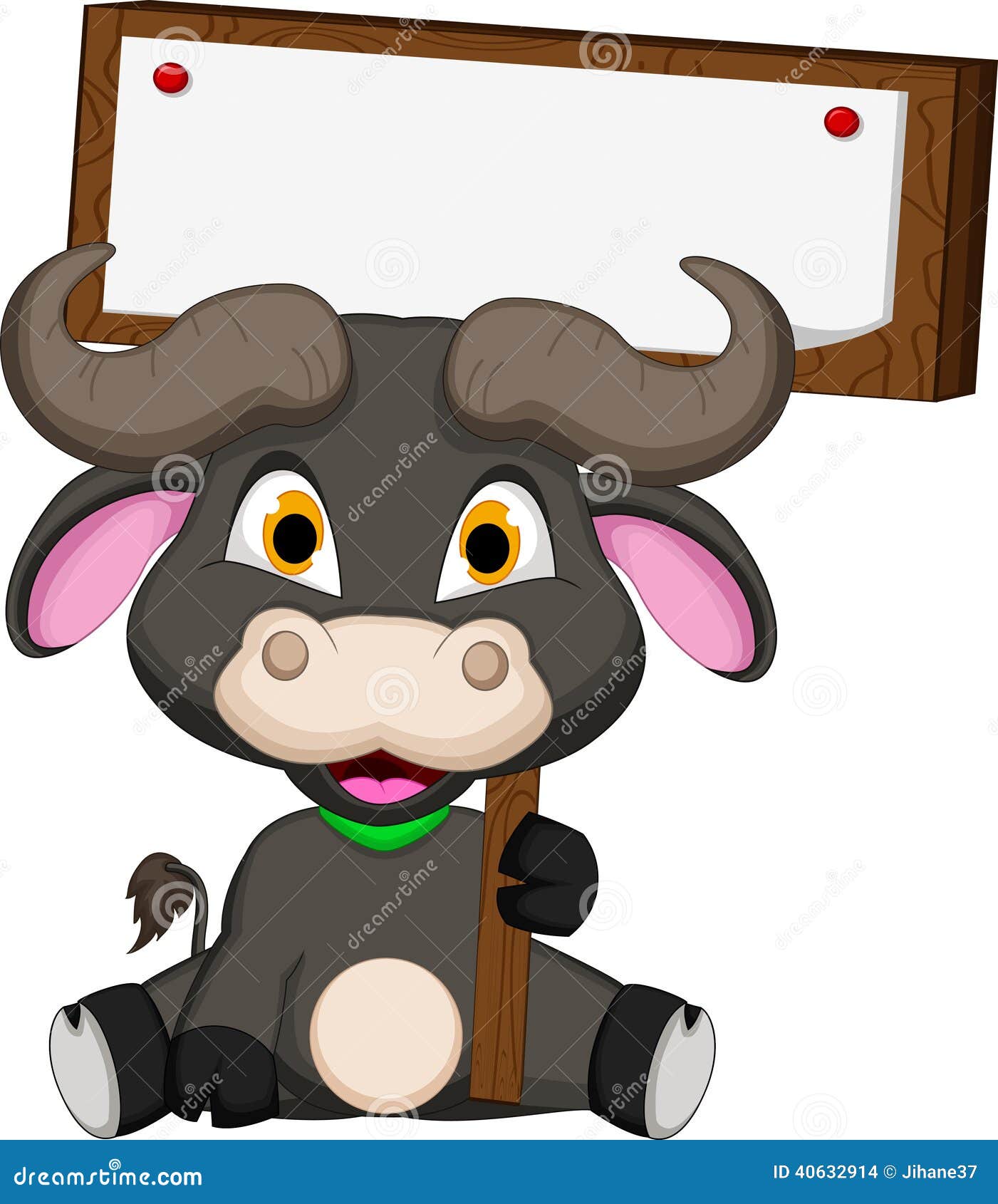 Buffalo Cartoon with Blank Board Stock Illustration - Illustration of  mammal, safari: 40632914