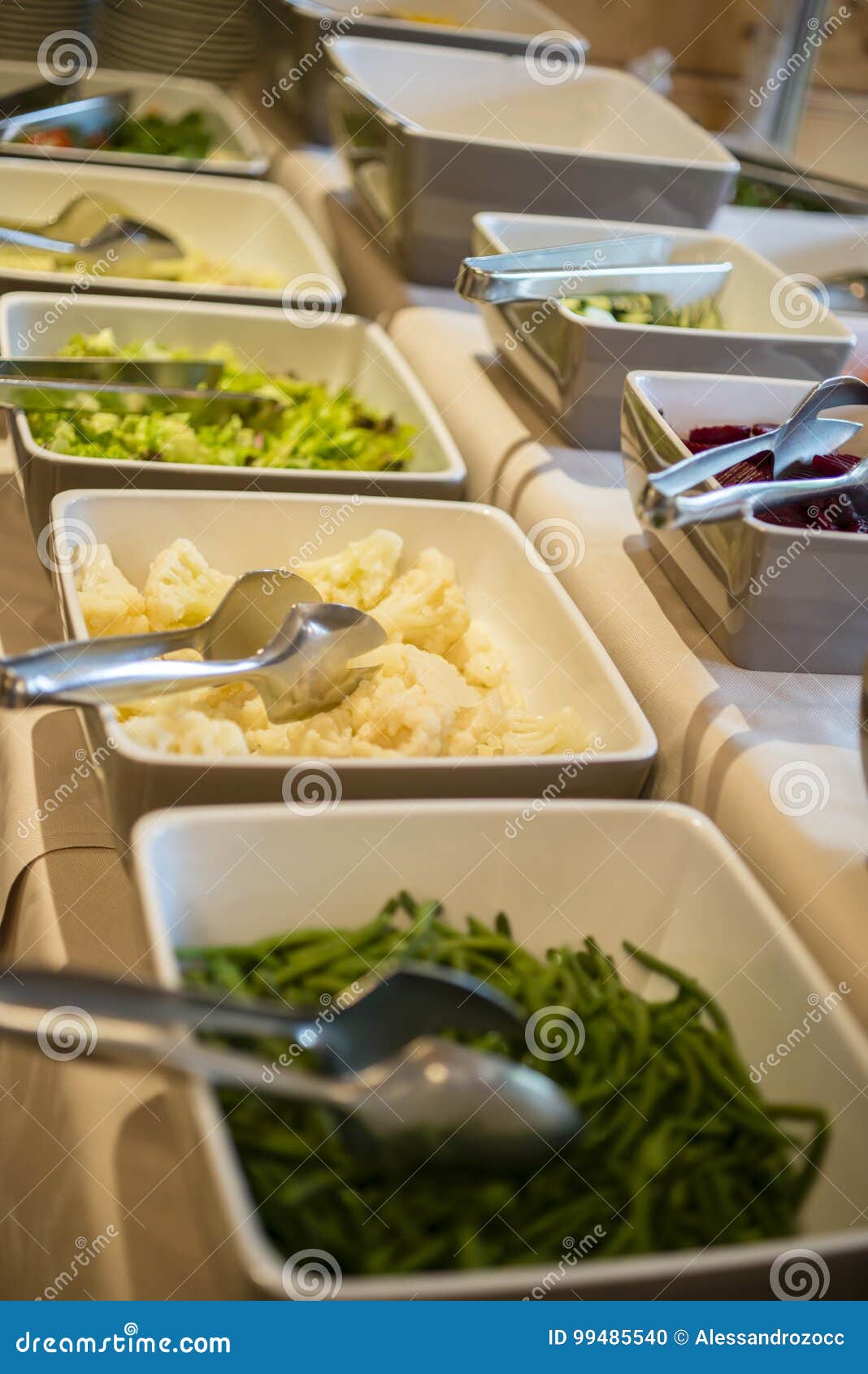 Buffet Counter of Cooked and Fresh Vegetables Stock Photo Image of salad, tray 99485540
