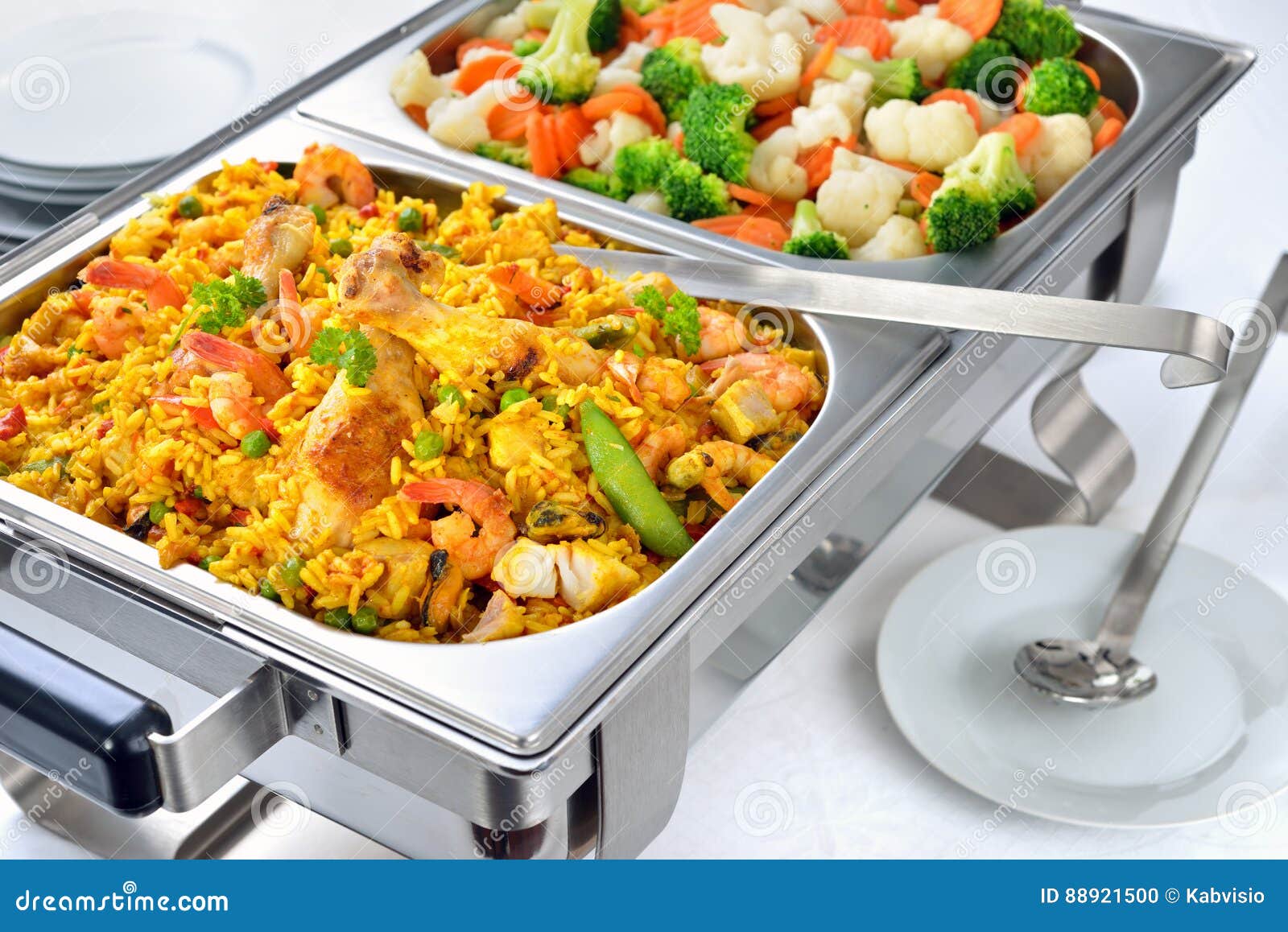 Buffet with paella stock photo. Image of mediterranean 88921500