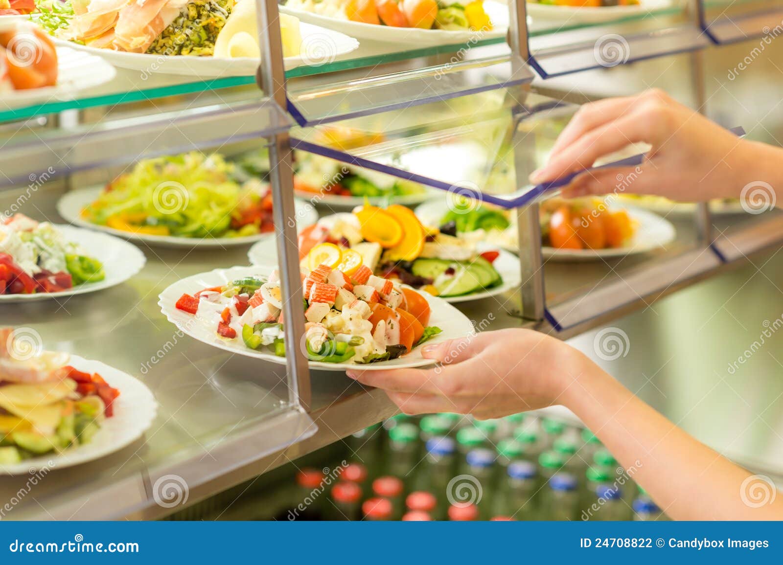 buffet self service canteen display fresh salad