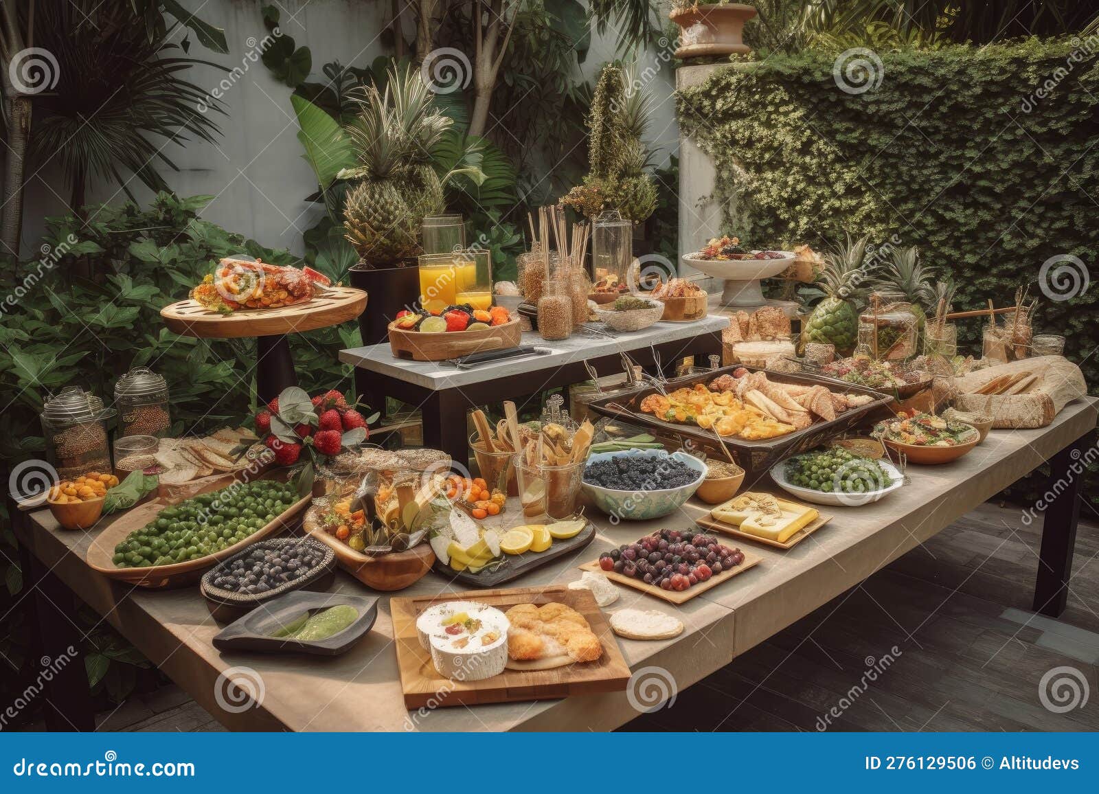 Buffet Style Dinner At Restaurant Vector Flat Illustration