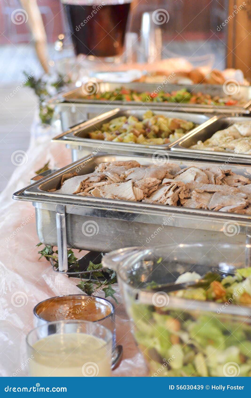 Buffet with Trays of Food at an Event Stock Image Image of event