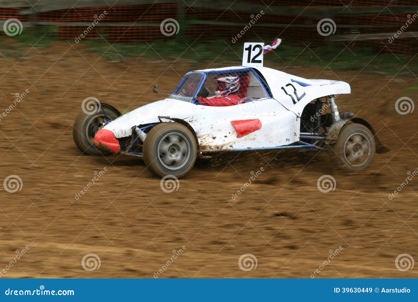 Buggy on Track Going Fast and Throwing Dirt in the Air Editorial Stock