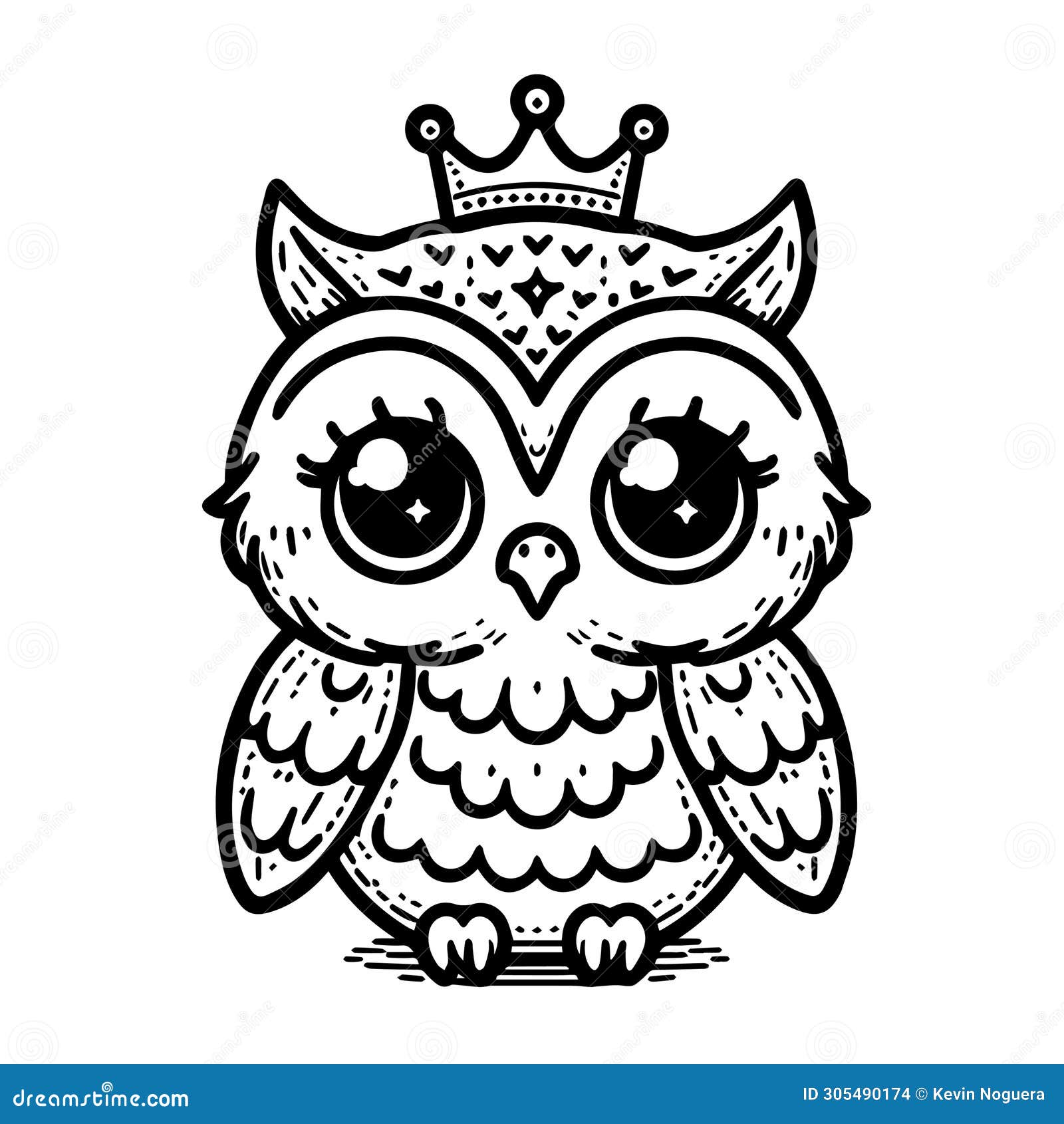  hand drawn owl outline childish 