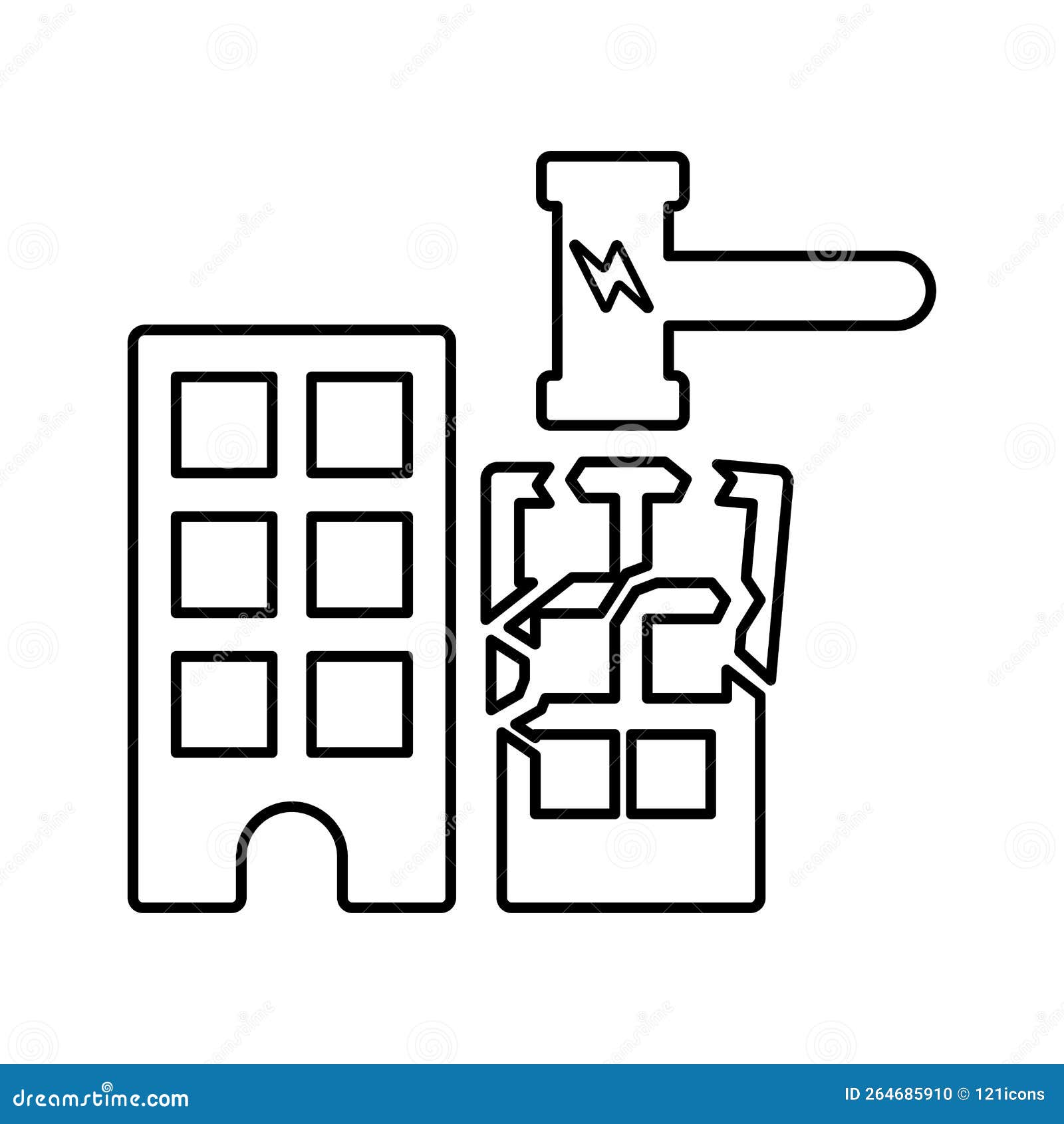 build, construction, harmer outline icon. line art 
