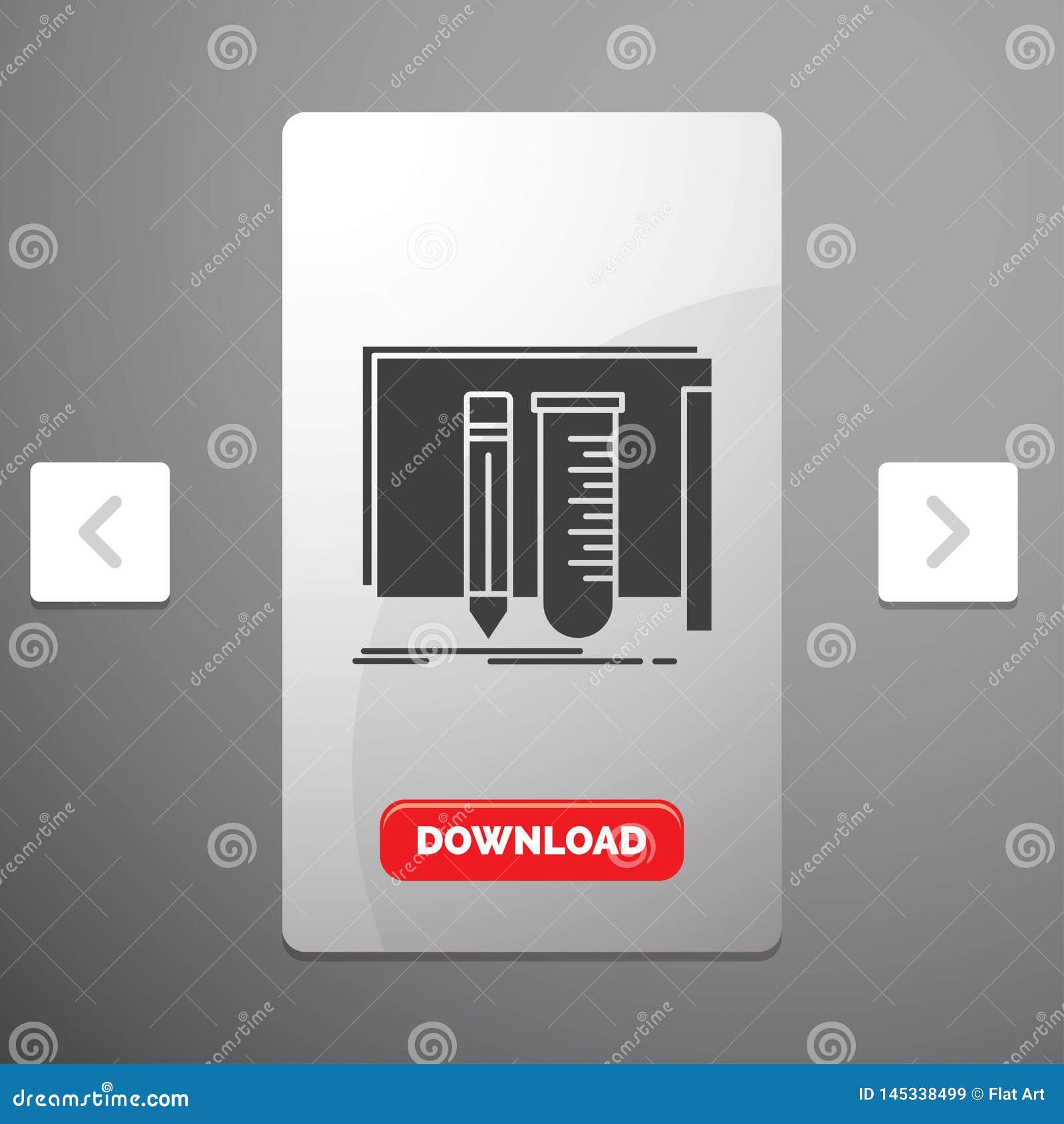 build, equipment, fab, lab, tools glyph icon in carousal pagination slider  & red download button