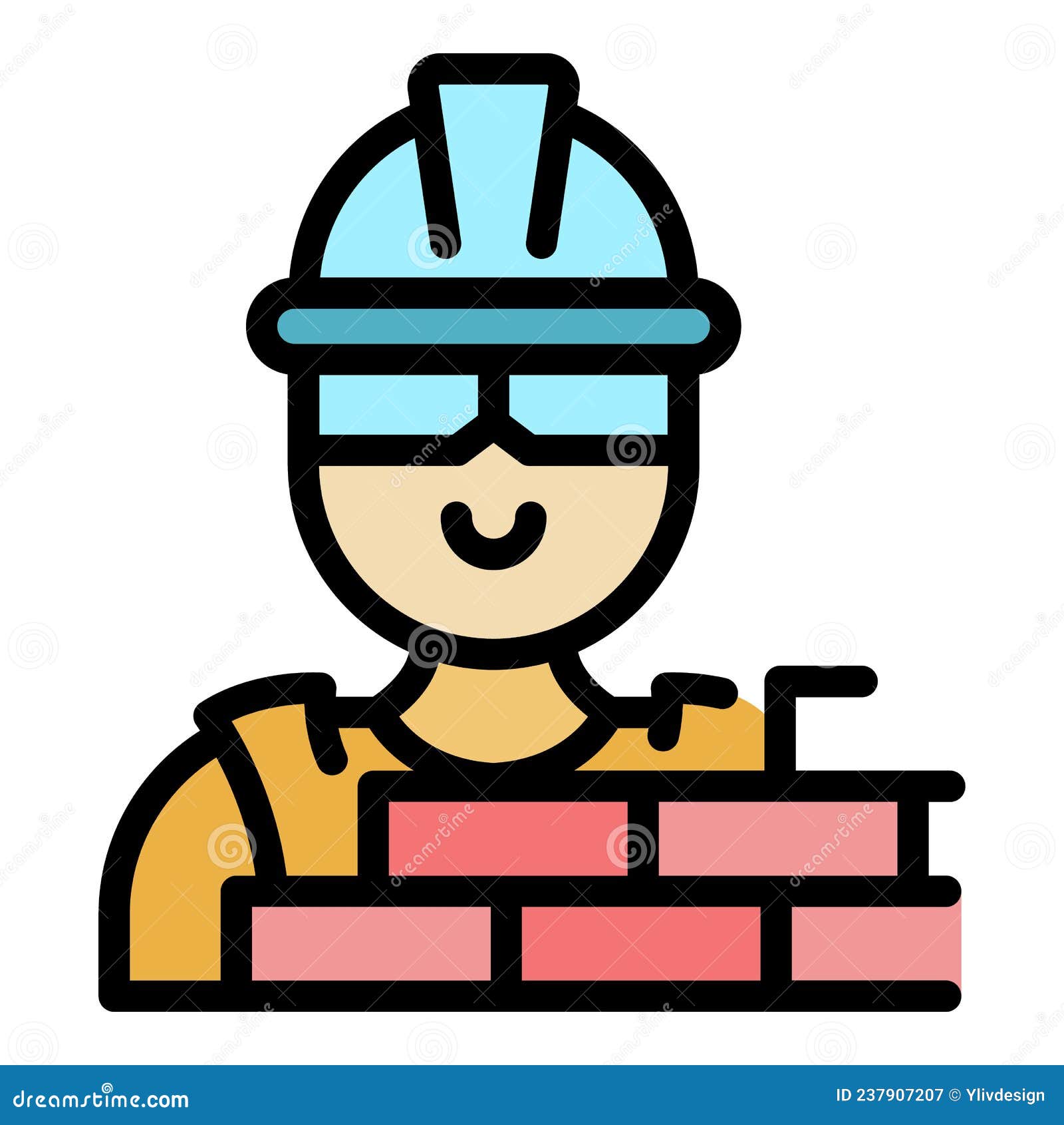 Builder Brick Icon Color Outline Vector Stock Vector Illustration Of