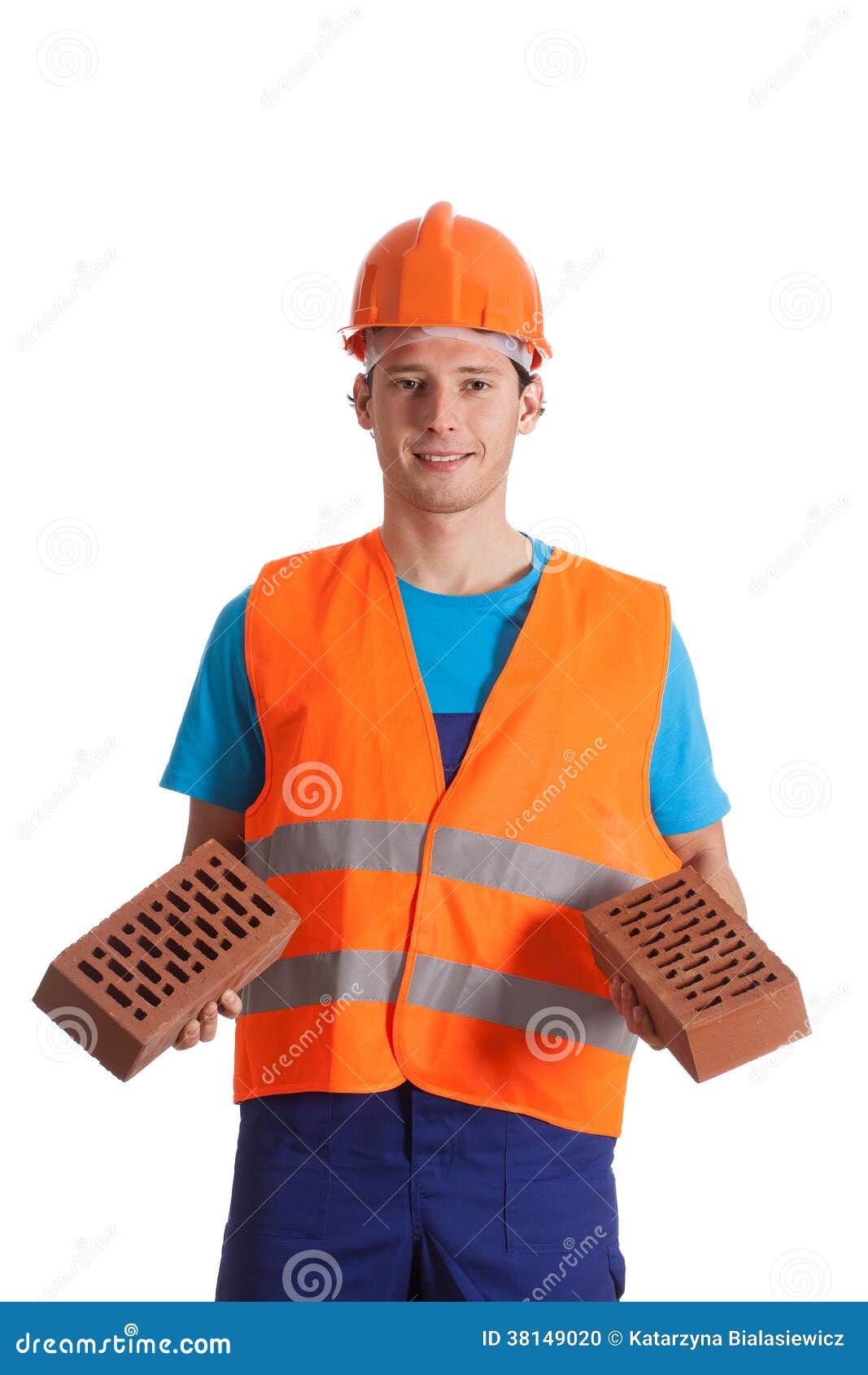 Builder with bricks stock photo. Image of tools, build 38149020
