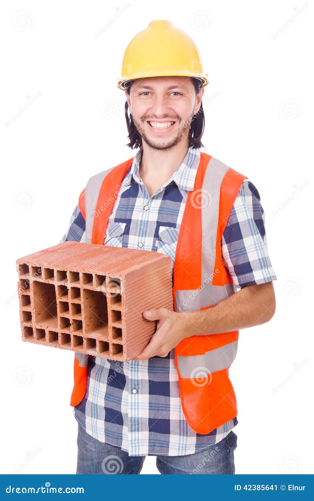 Builder with Clay Bricks Isolated Stock Image Image of challenge