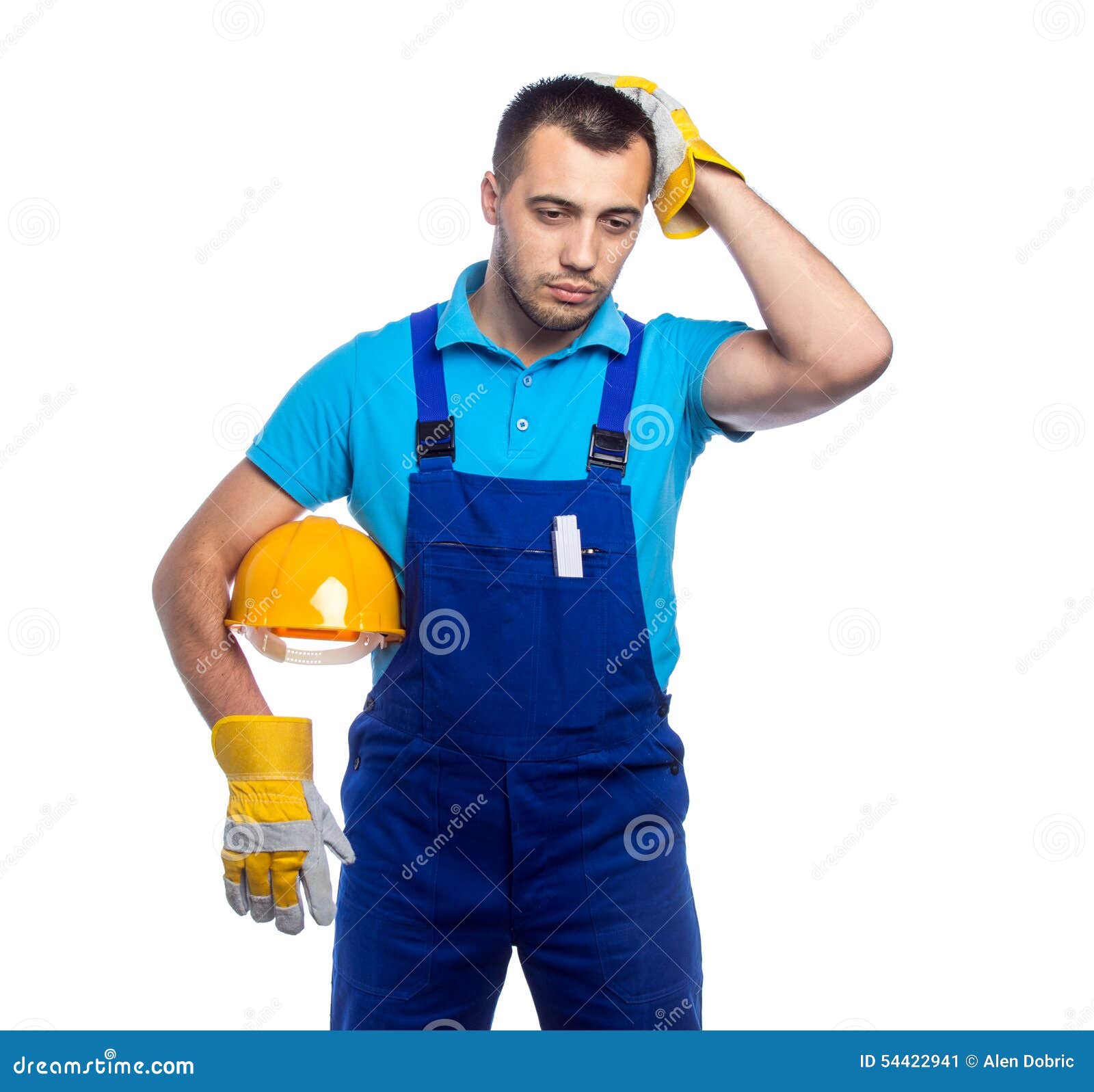 Builder - Construction Worker Stock Image - Image of studio, uniform ...