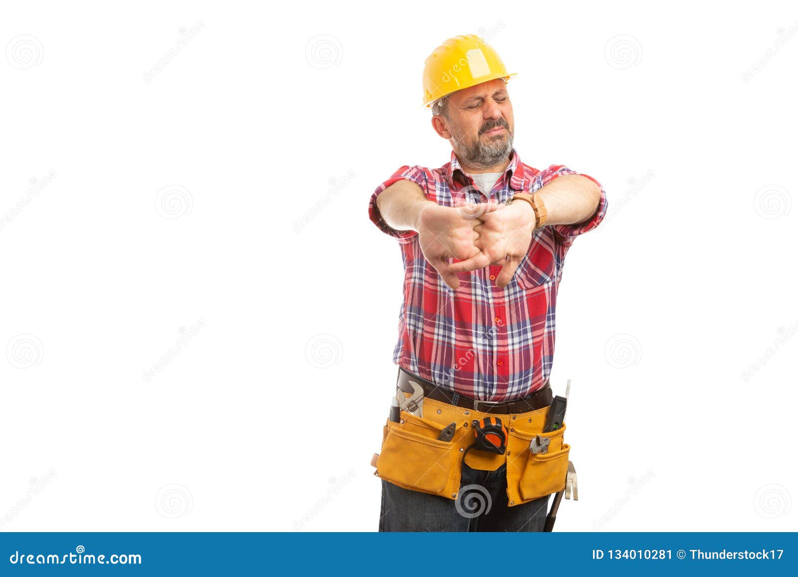 Builder Cracking Joints As Preparing Stock Image Image of male