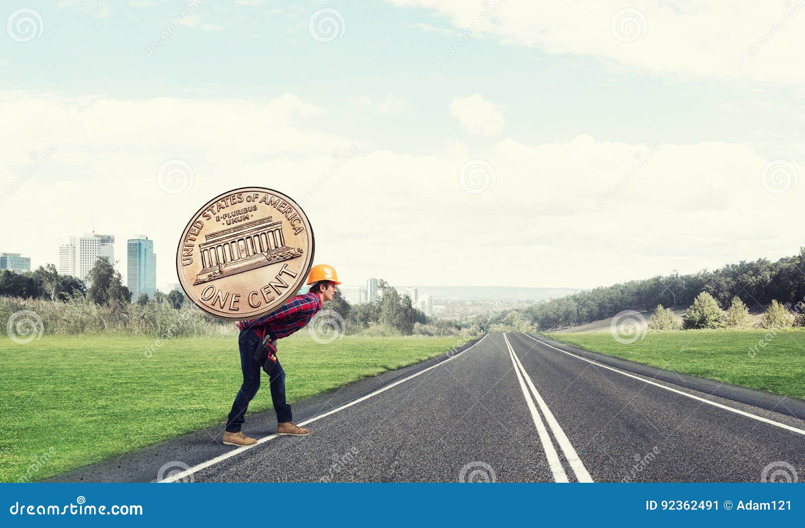 Builder man carry coin stock image. Image of money, carry 92362491
