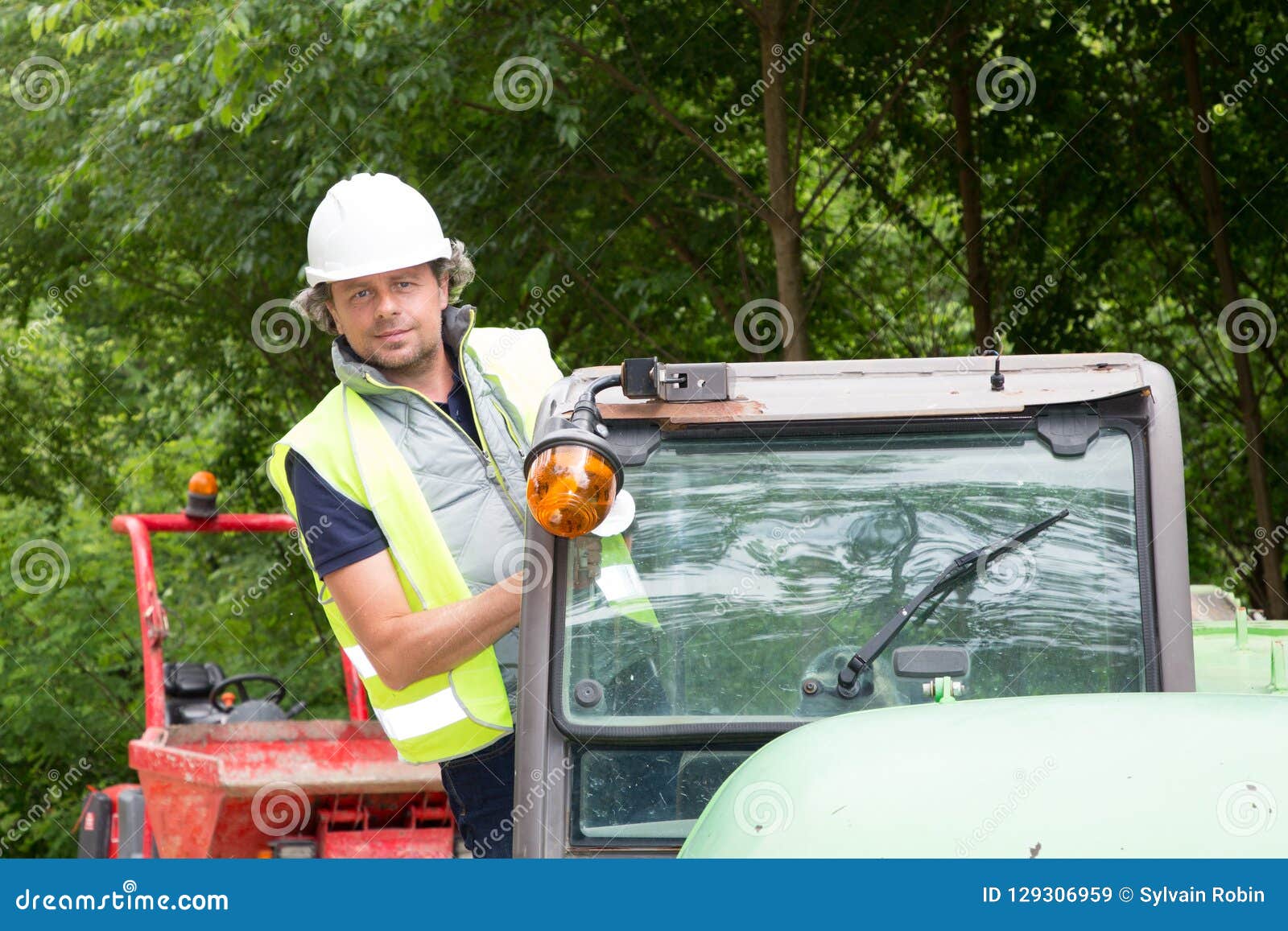 Construction Worker with Forklift Truck Stock Image Image of engineer
