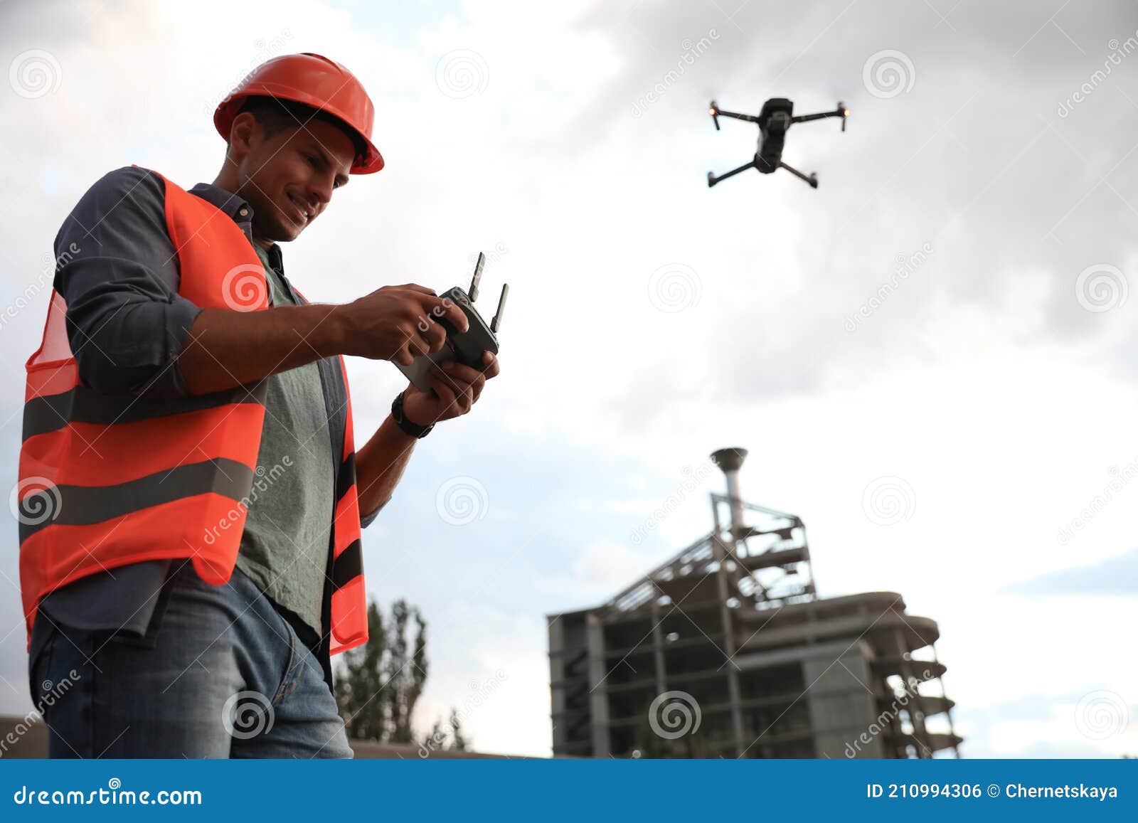 Builder Operating Drone with Remote Control at Construction Site ... Circuit Diagram