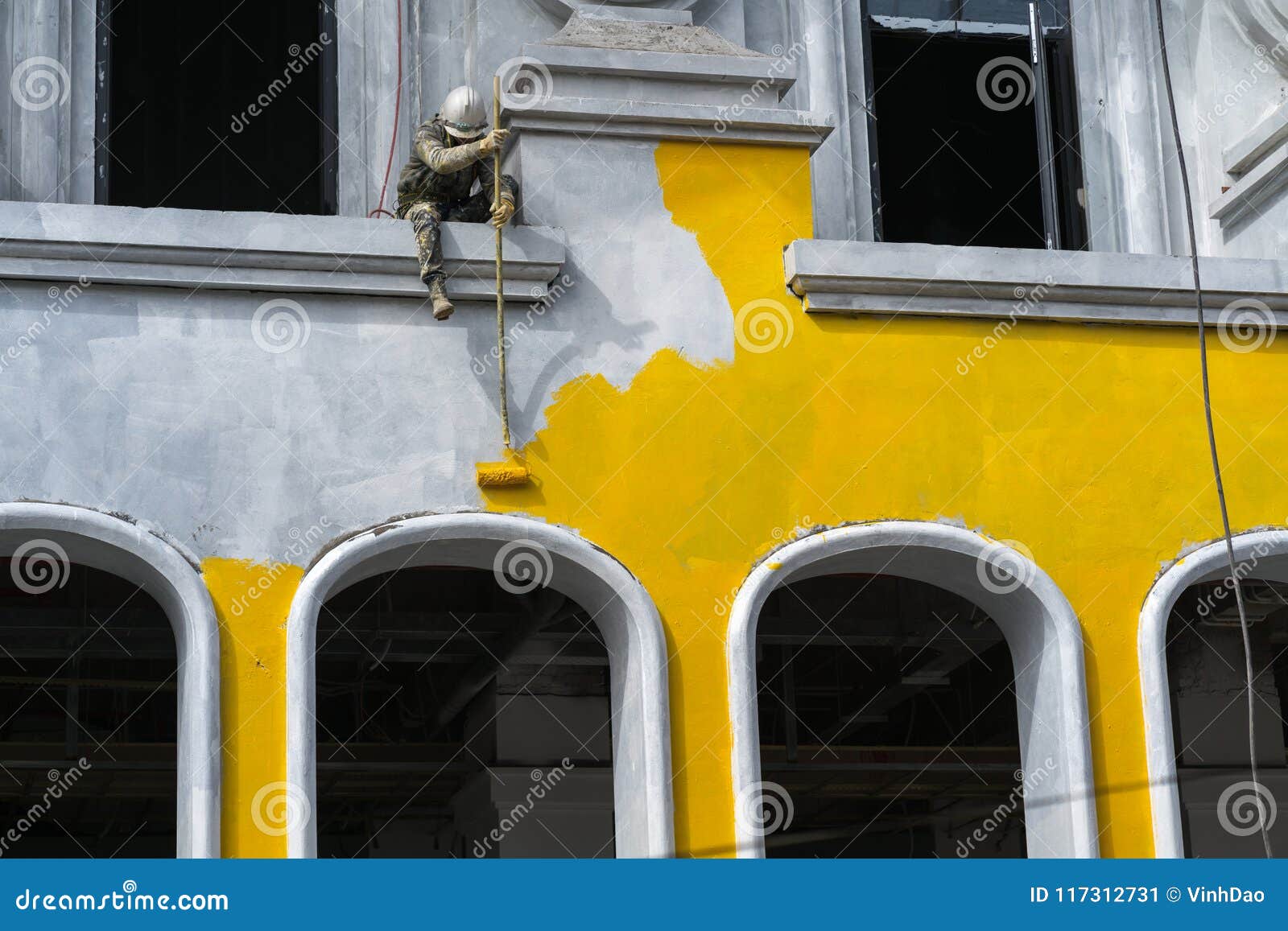 Builder Paint Walls of Under Construction Building Editorial Photo Image of asian, worker