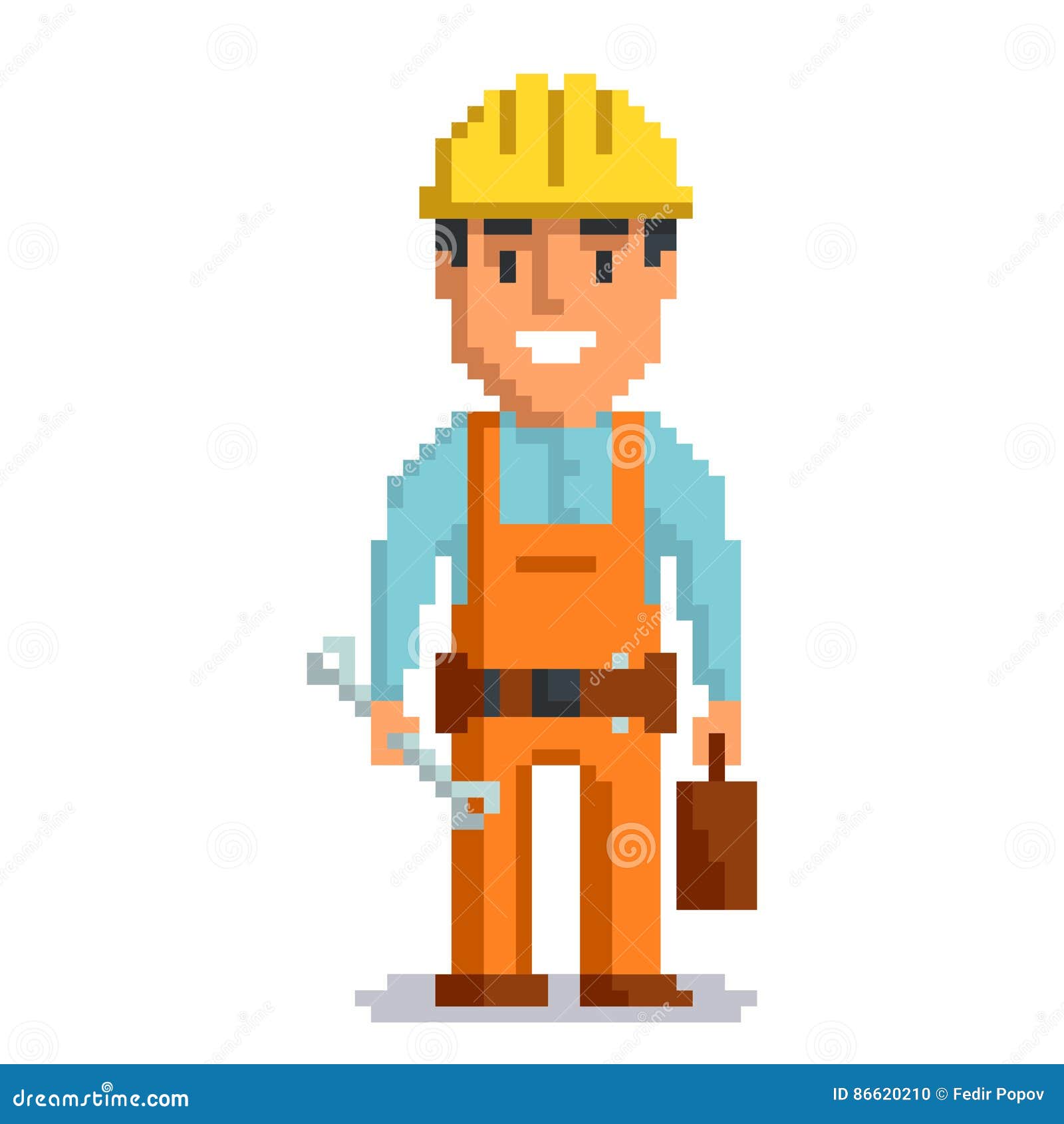 Builder Pixel Art Stock Vector. Illustration Of Repairman - 86620210