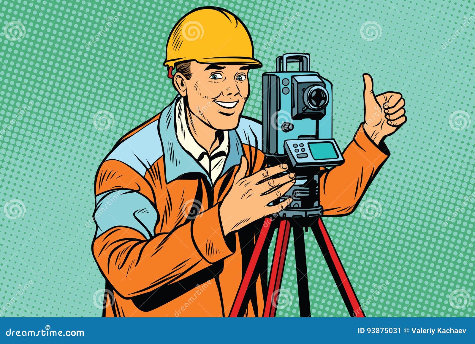 builder surveyor with a theodolite optical instrument for measur