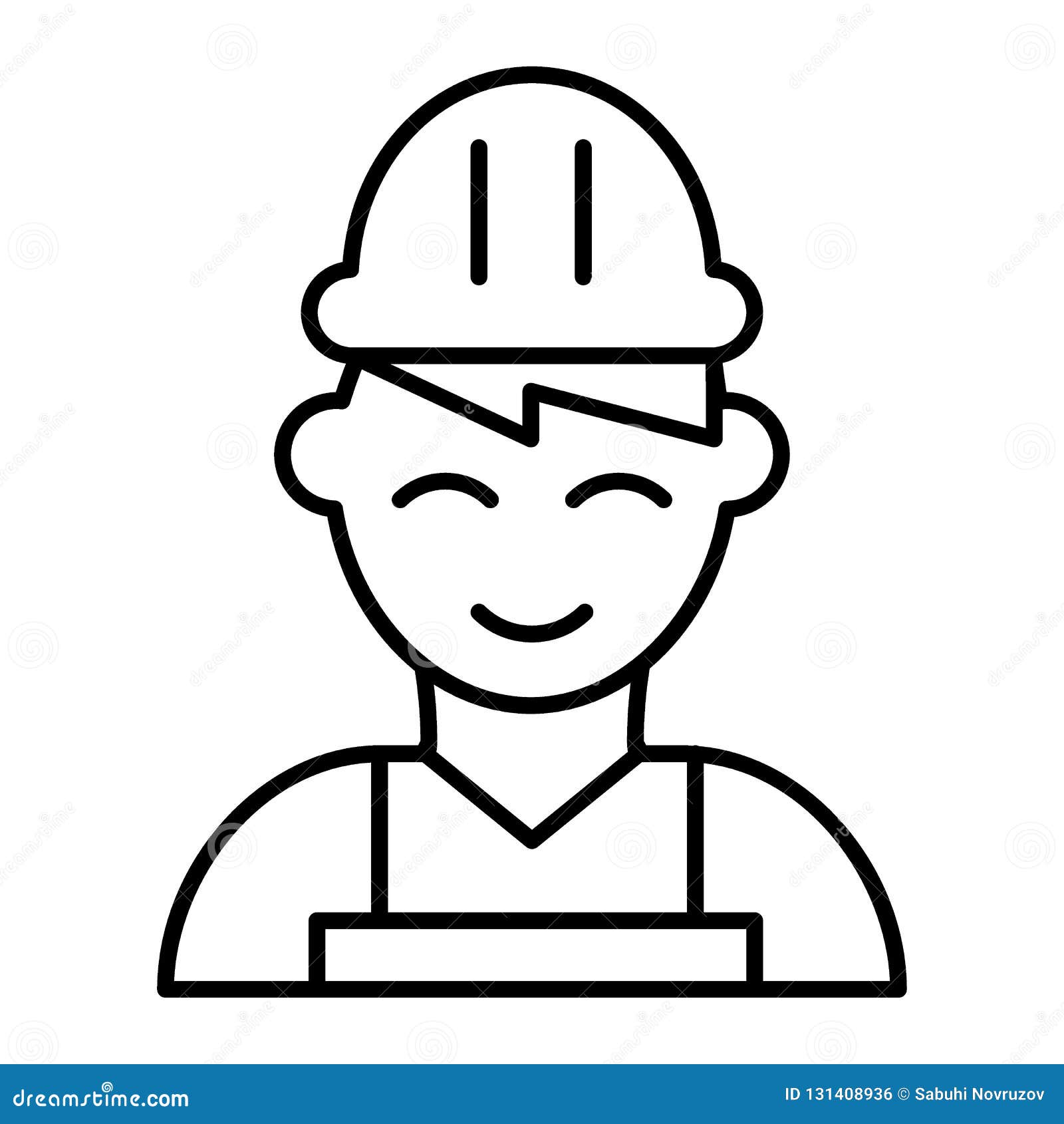 Builder Thin Line Icon Engineer Vector Illustration Isolated On White