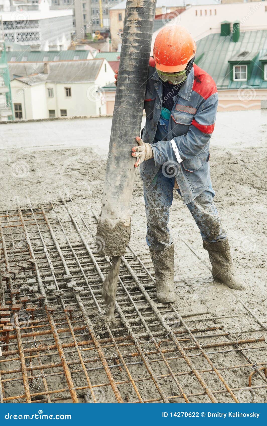 Builder Worker Pouring Concrete Stock Photo - Image of mesh, fluid