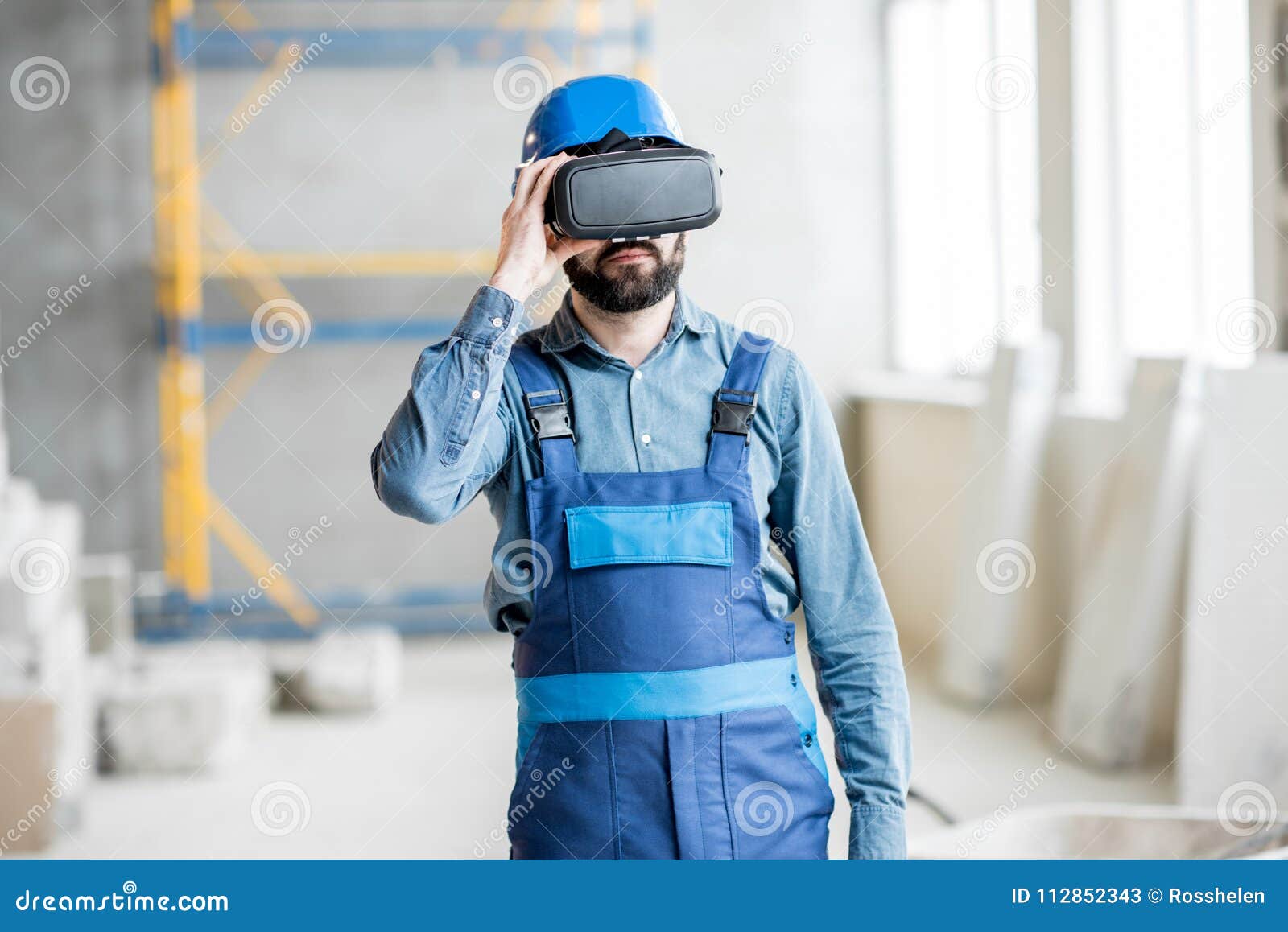 Builder Working with VR Glasses Stock Image Image of build, reality