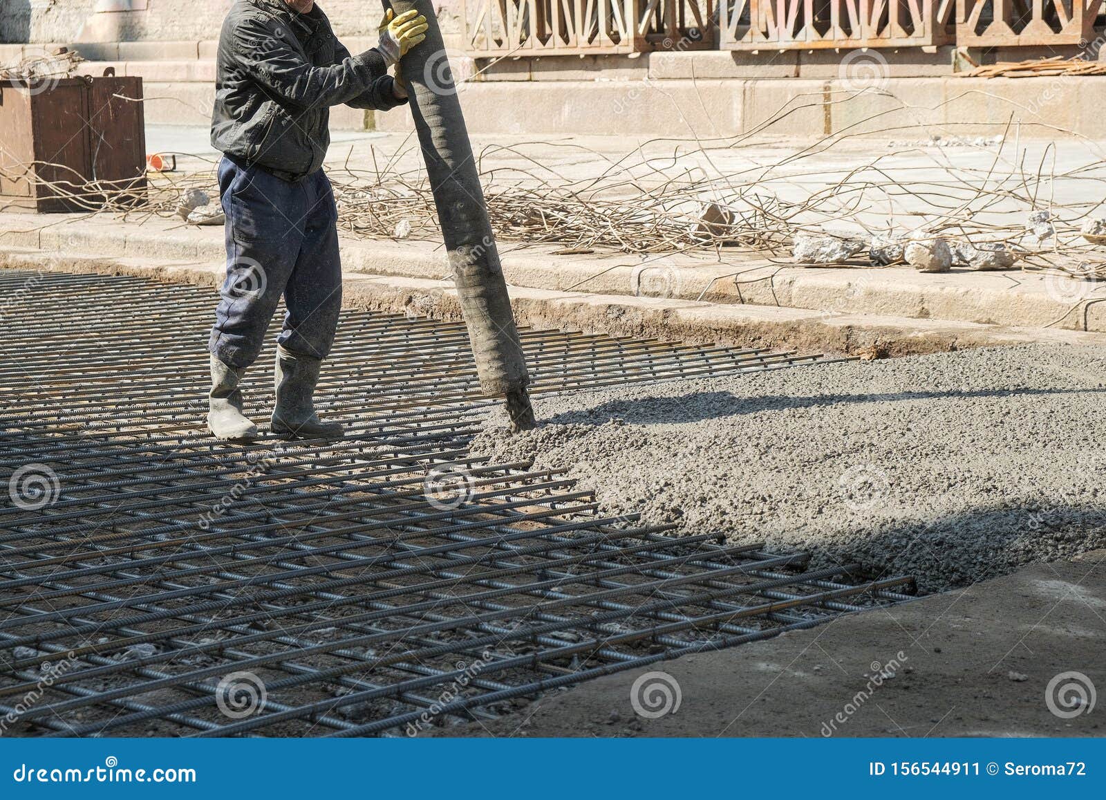 Builders Poured Concrete at the Construction Site Stock Image Image