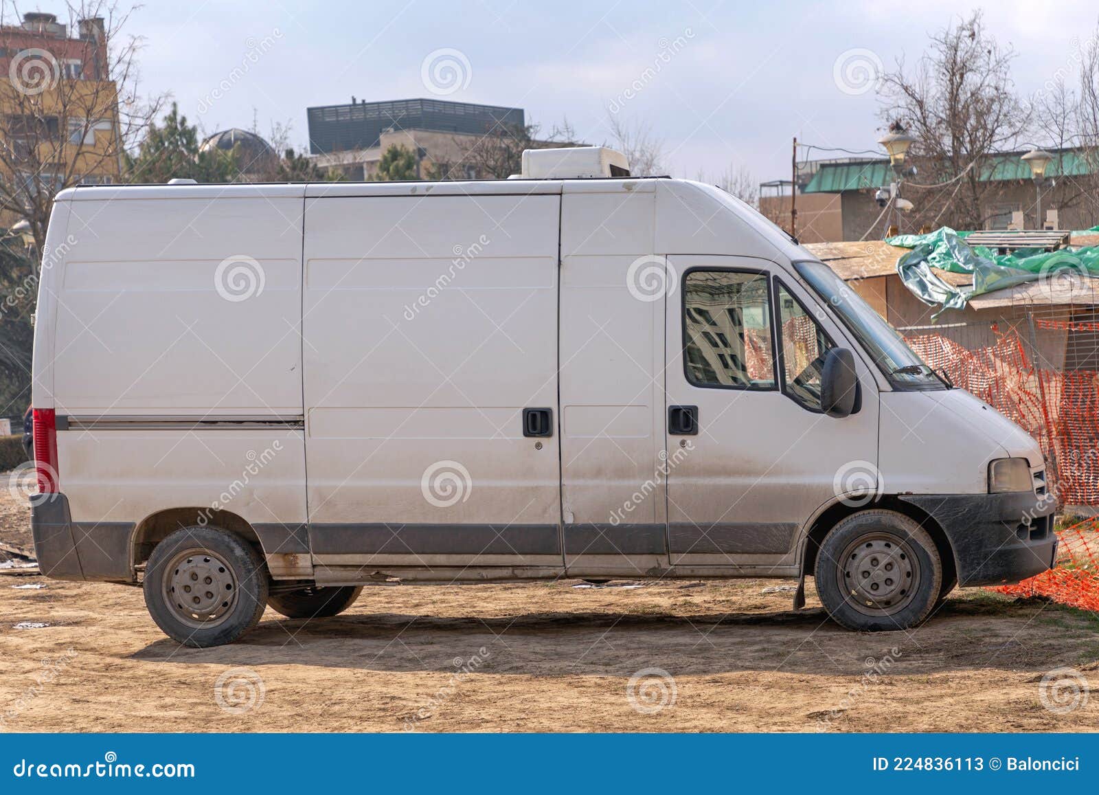 Builders Van stock image. Image of workers, city, side 224836113