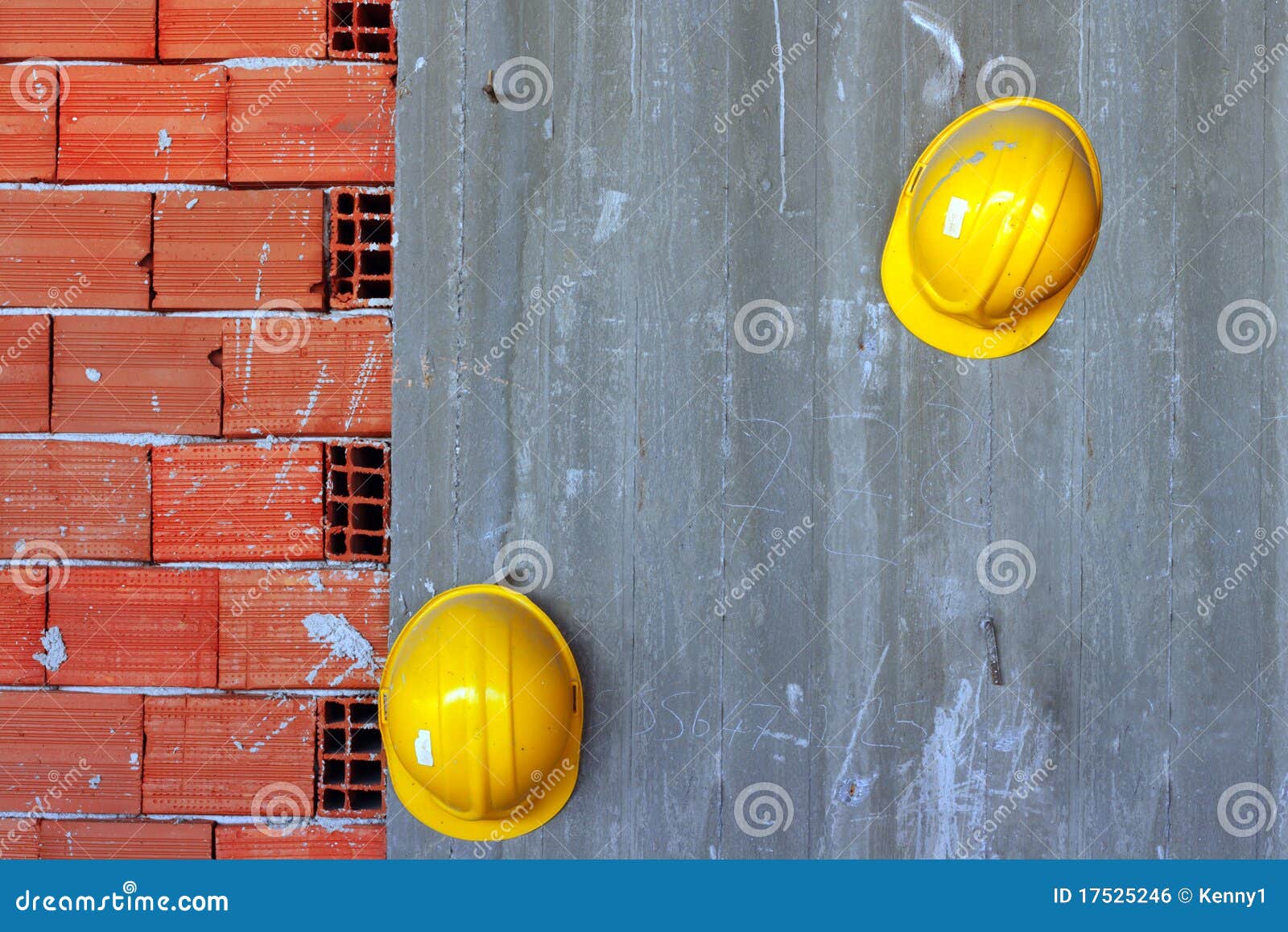 Builders yellow hard hats stock photo. Image of builder 17525246