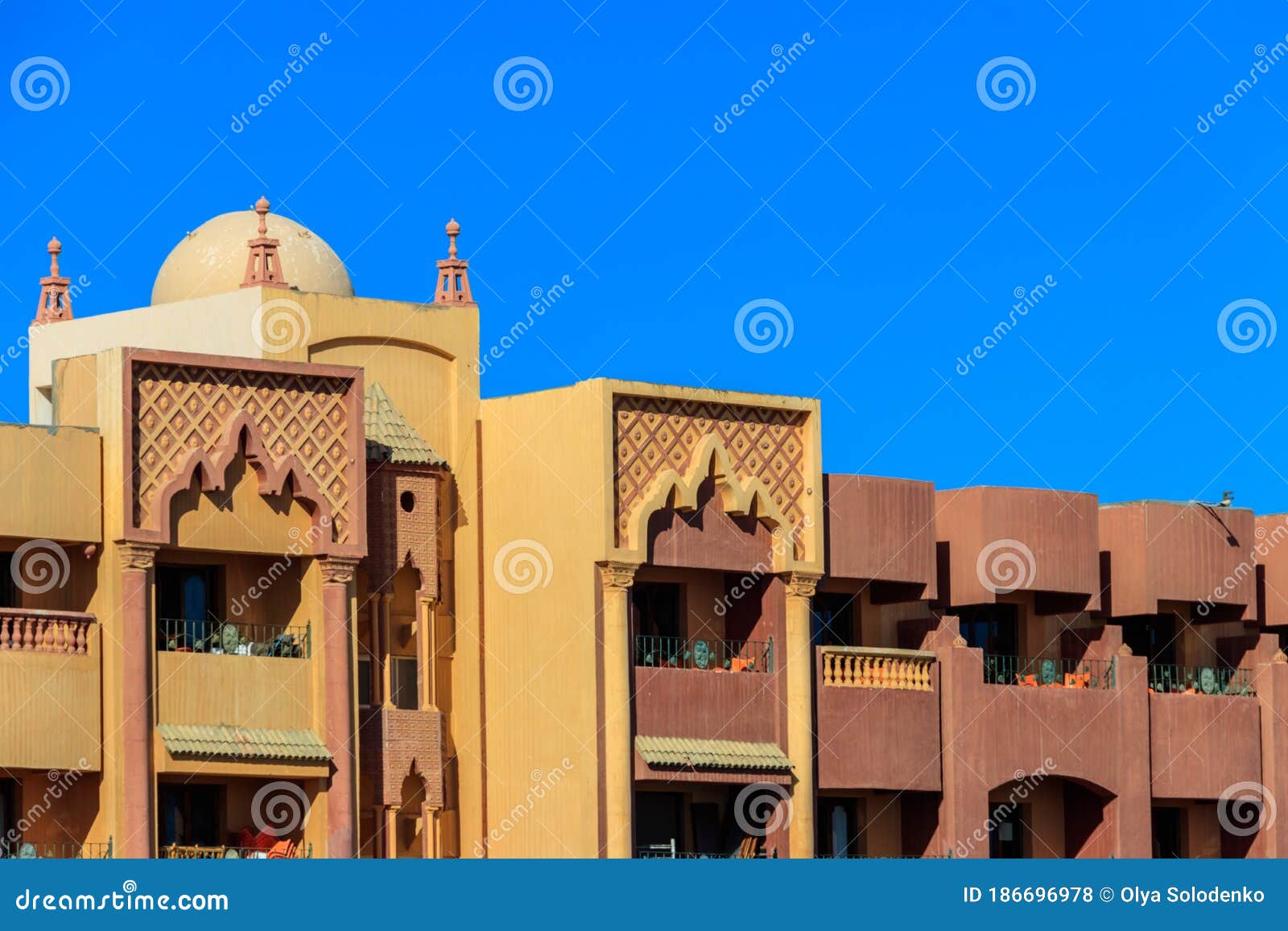 Building in Arabic Style in Hurghada, Egypt. Beautiful Eastern