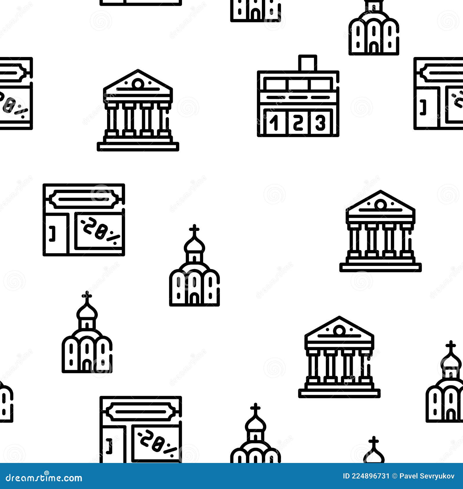 Building Architecture Vector Seamless Pattern Stock Vector