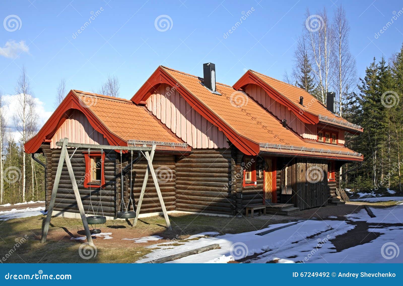 building in bjornstigen. salen. dalarna county. sweden