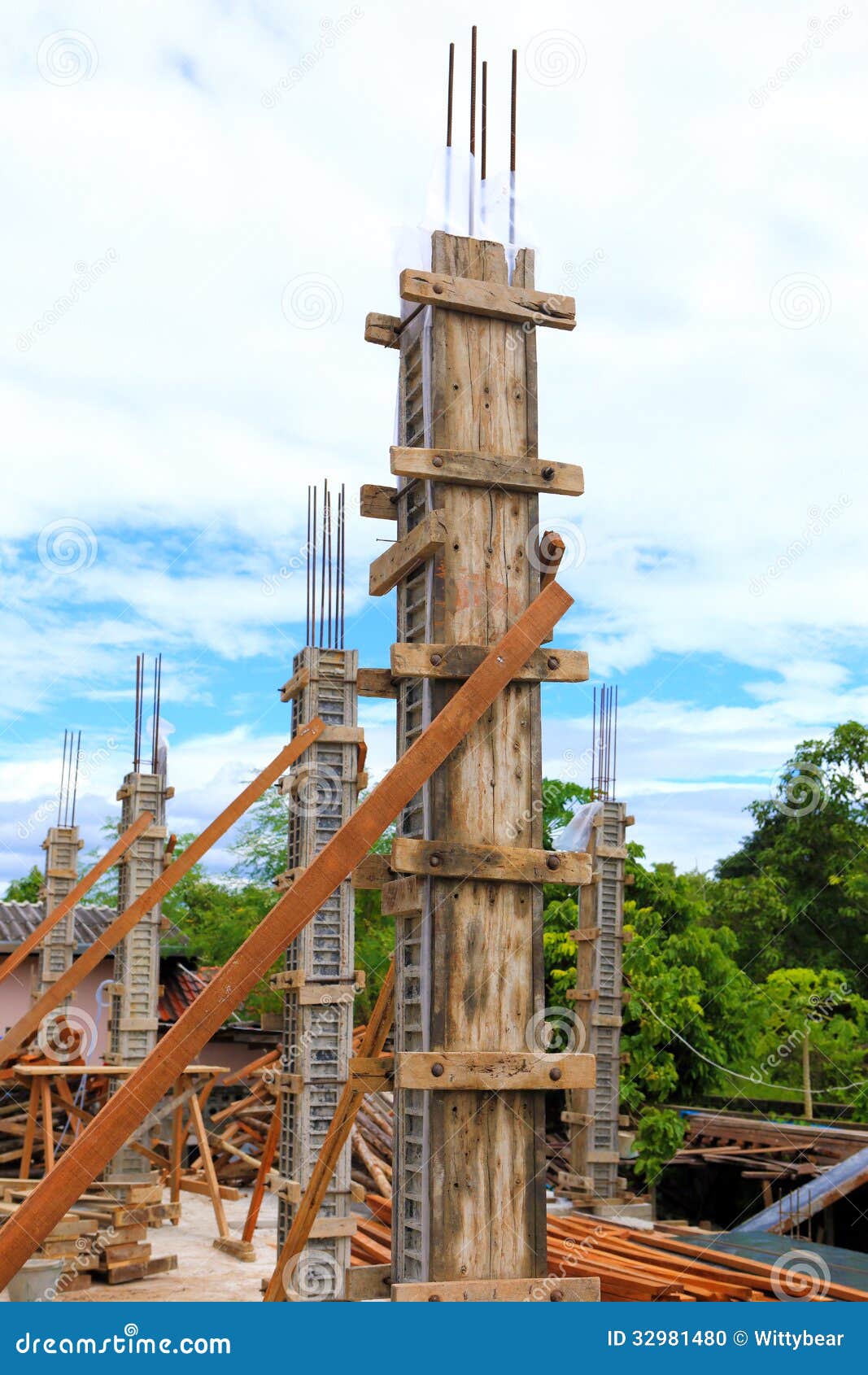 Building Cement Pillar for Home Construction Stock Photo - Image of