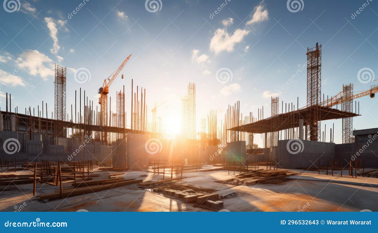 Building, Concrete Structure Construction Site Stock Image - Image of