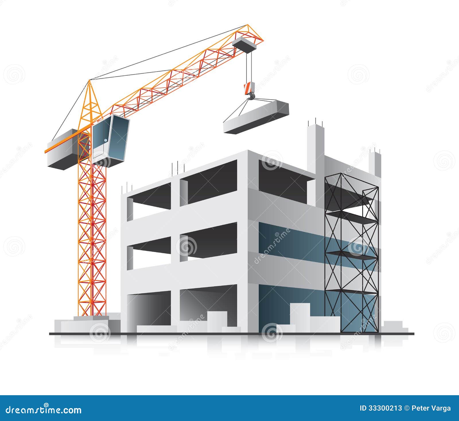 building construction with crane