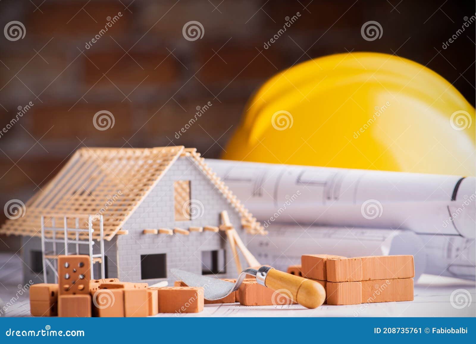 Building and Construction Equipment on Blueprints Stock Image Image