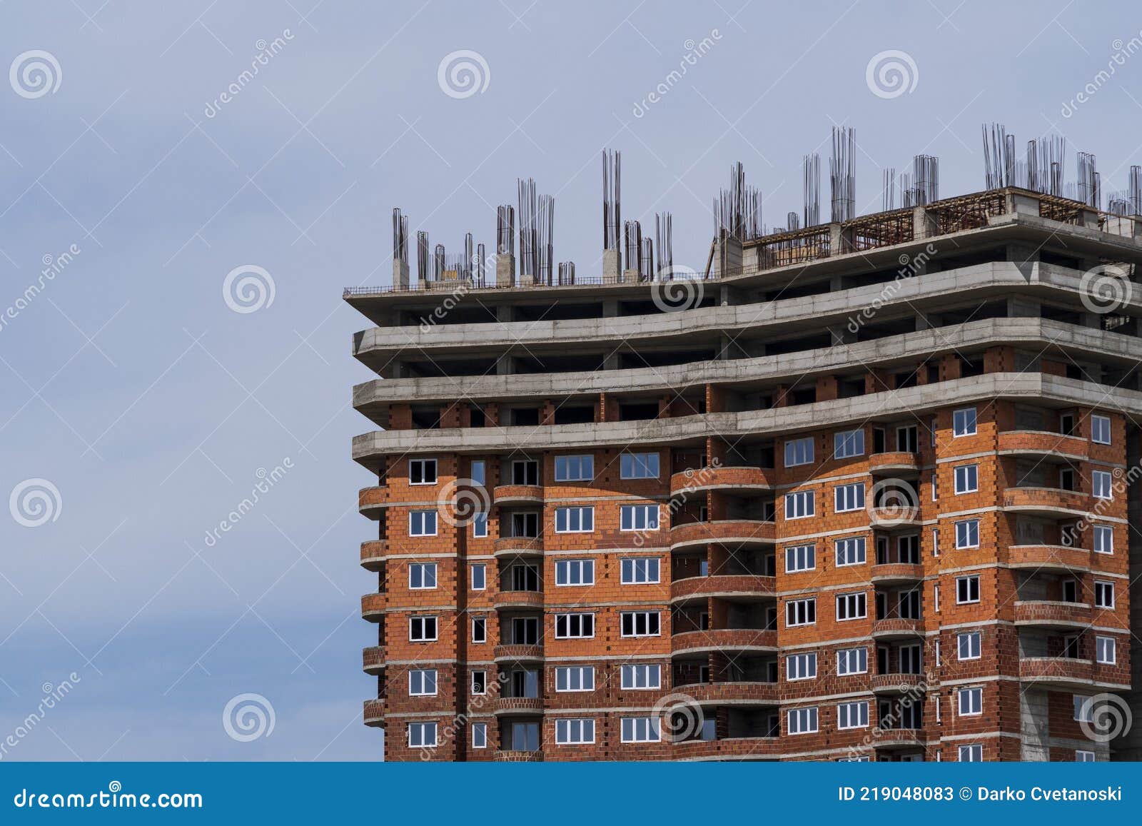 Construction of a Building with Many Living Quarters. Stock Image